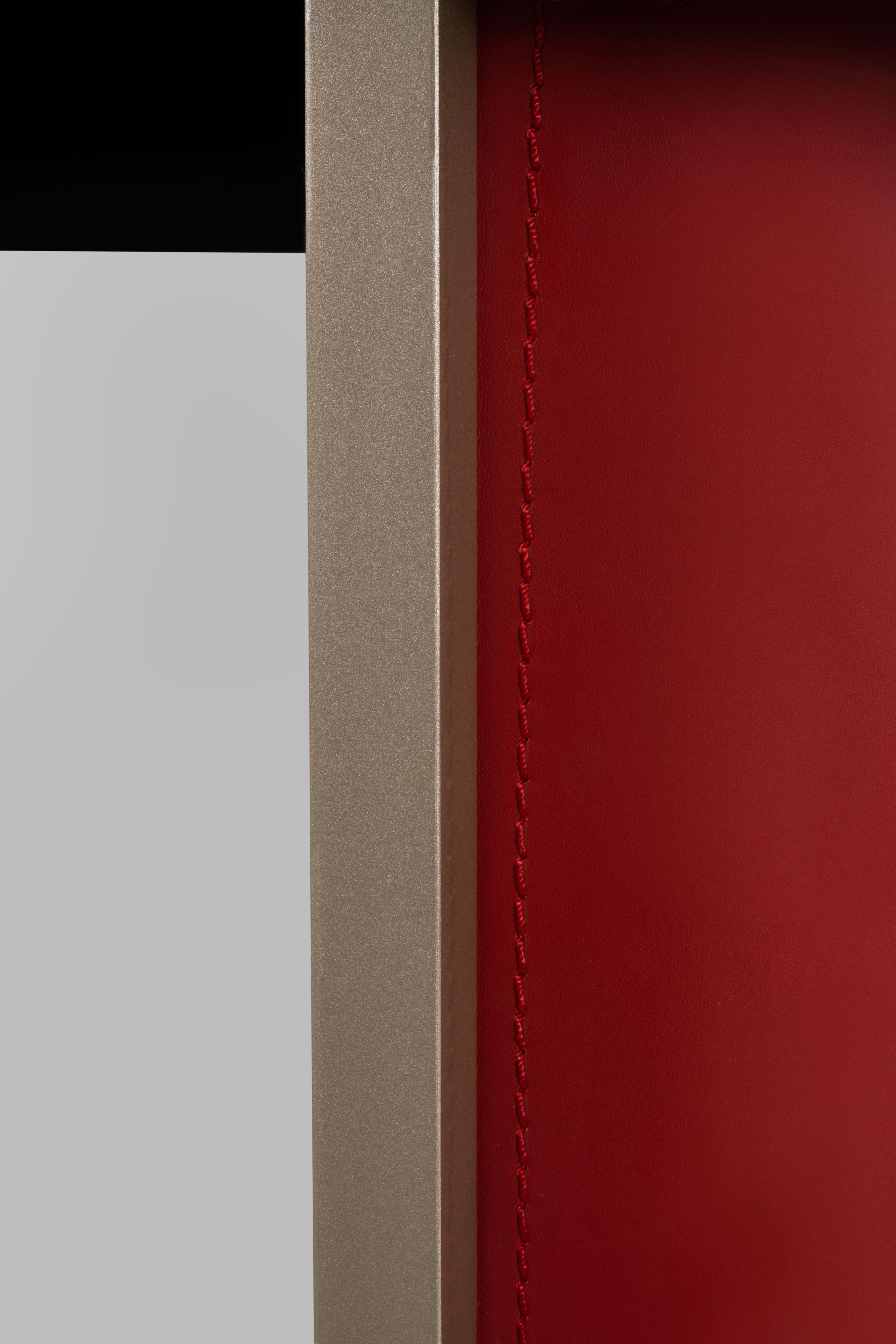 Moderner Chiado-Konsolentisch, rotes Leder, Stein, handgefertigt Portugal von Greenapple (21. Jahrhundert und zeitgenössisch) im Angebot
