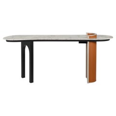 Table console moderne Chiado, cuir, pierre, fabriquée à la main au Portugal par Greenapple