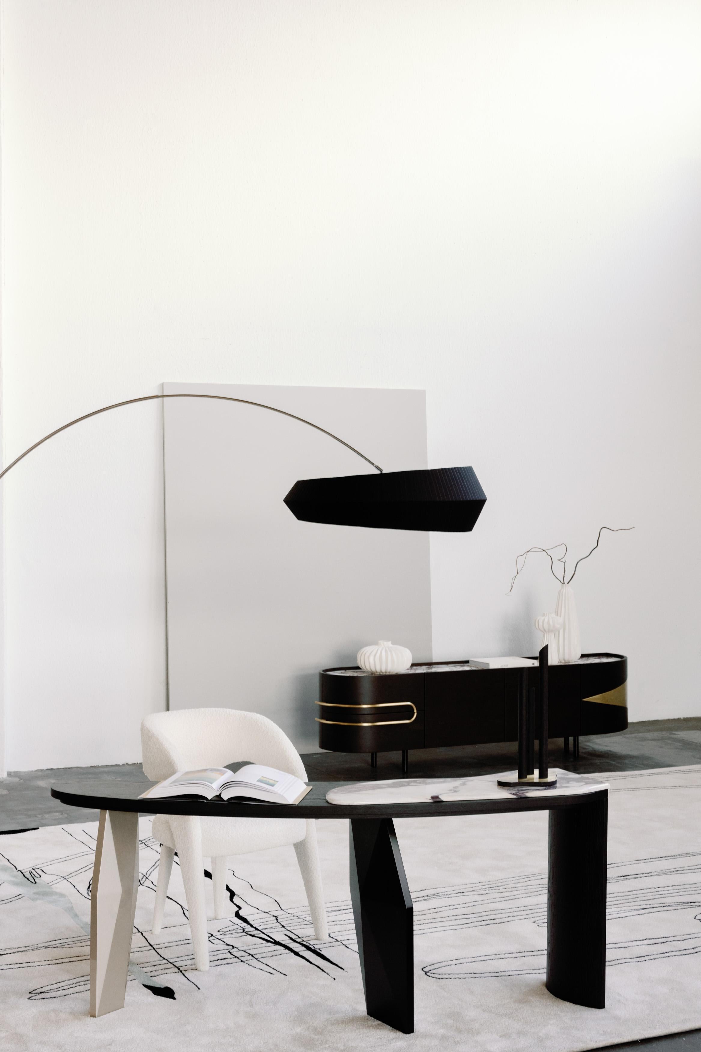 Modern Menir Console Table, Calacatta Viola Marble, Handmade Portugal Greenapple For Sale 1