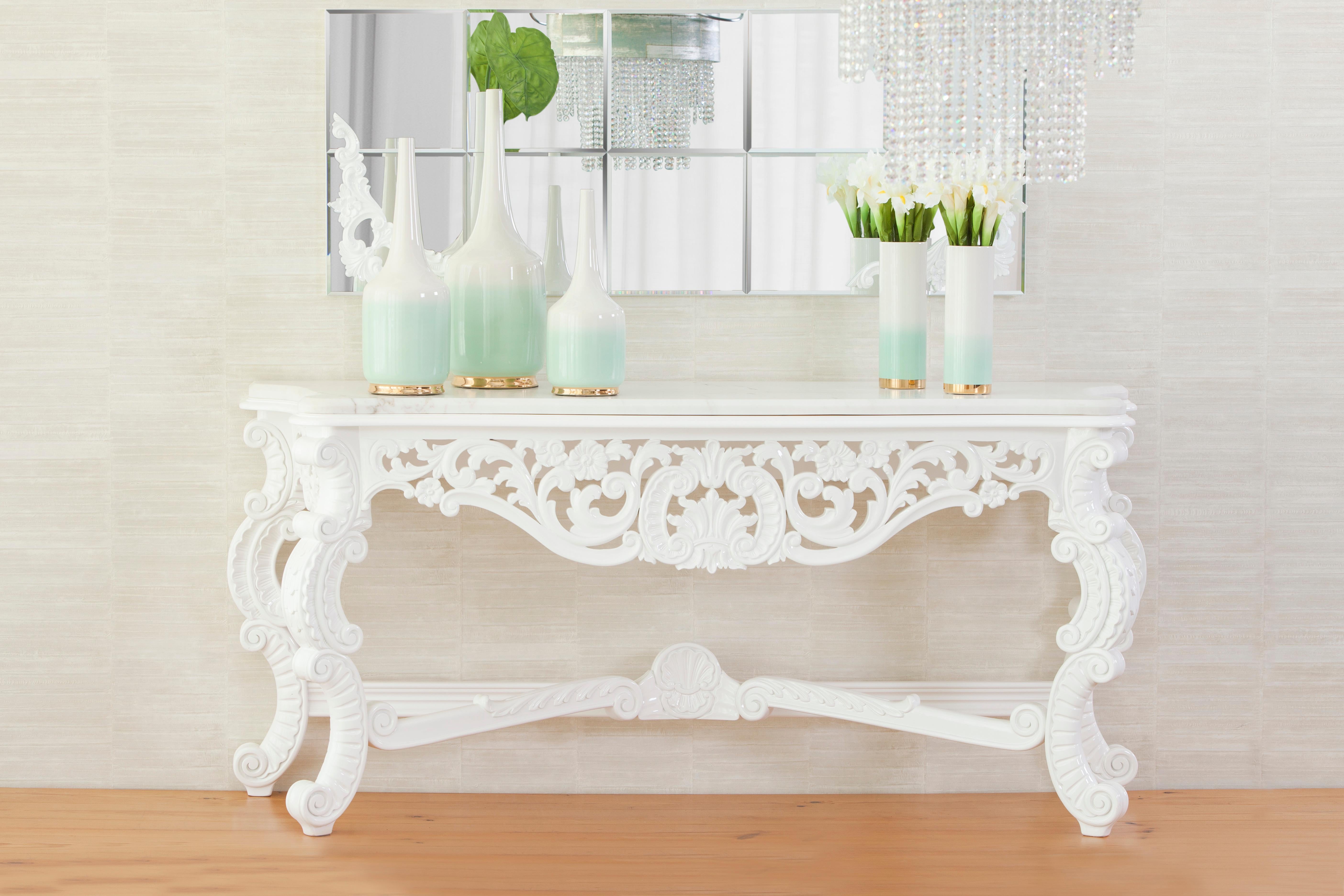 Marble French Neoclassical Parma Console Table Hand Carved Handmade Portugal Greenapple For Sale
