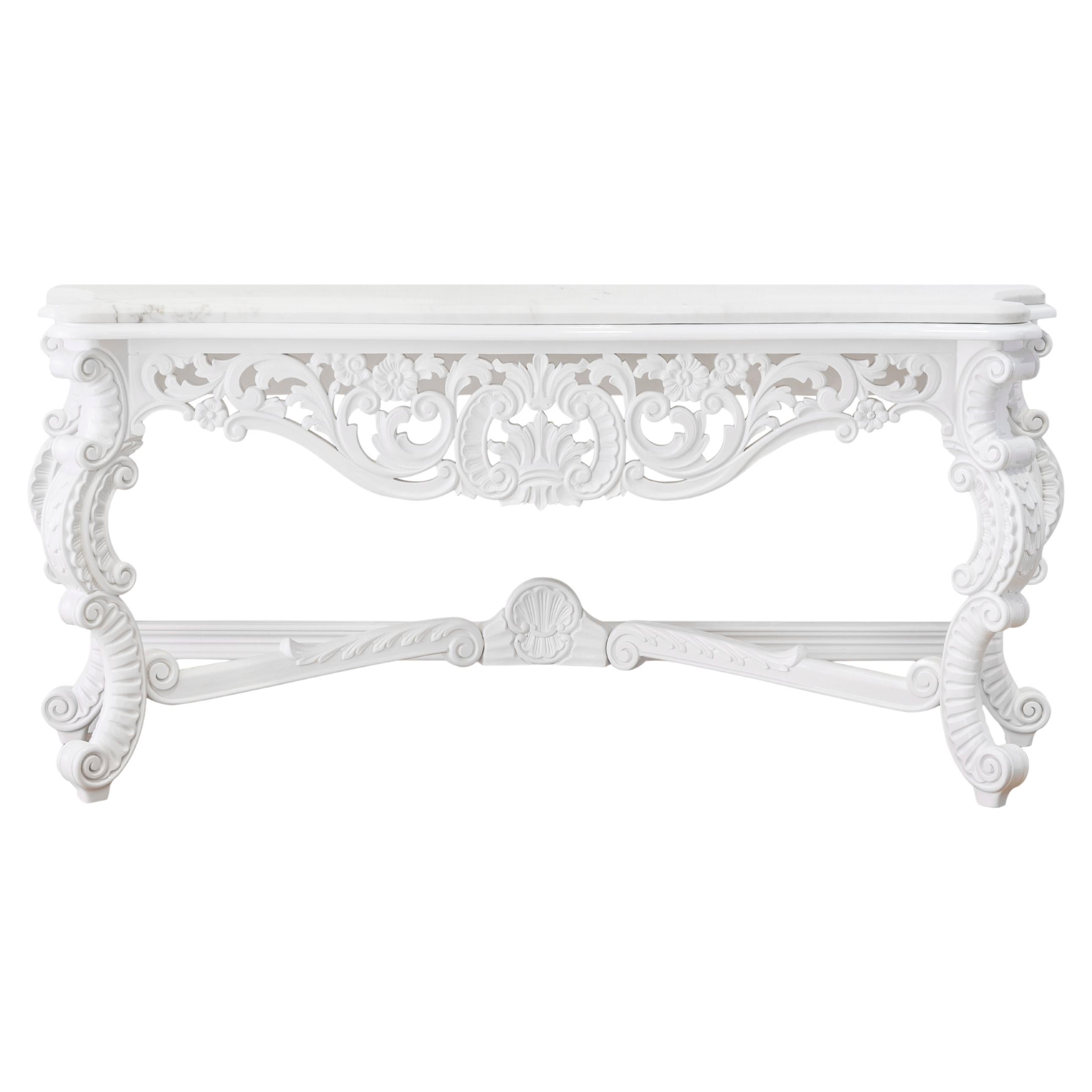 French Neoclassical Parma Console Table Hand Carved Handmade Portugal Greenapple
