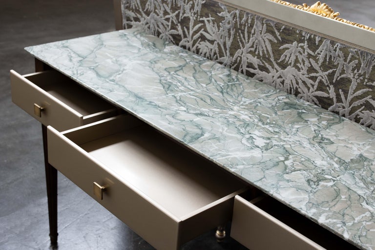 Neoclassical Greenapple Console, Qatar Console, Marble Top, Handmade in Portugal For Sale