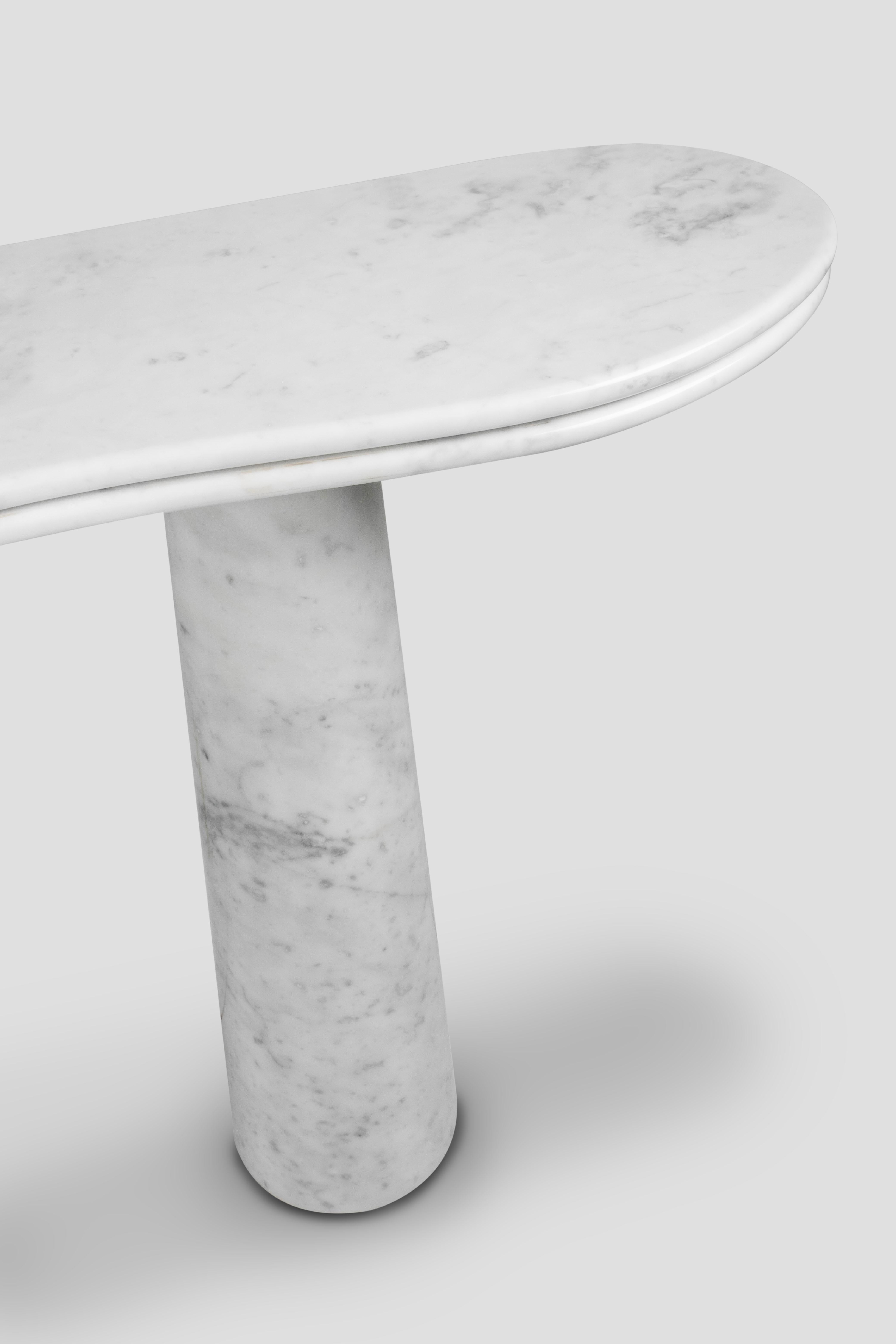 Modern Silhueta Console Table Carrara Marble Handmade in Portugal by Greenapple For Sale 2