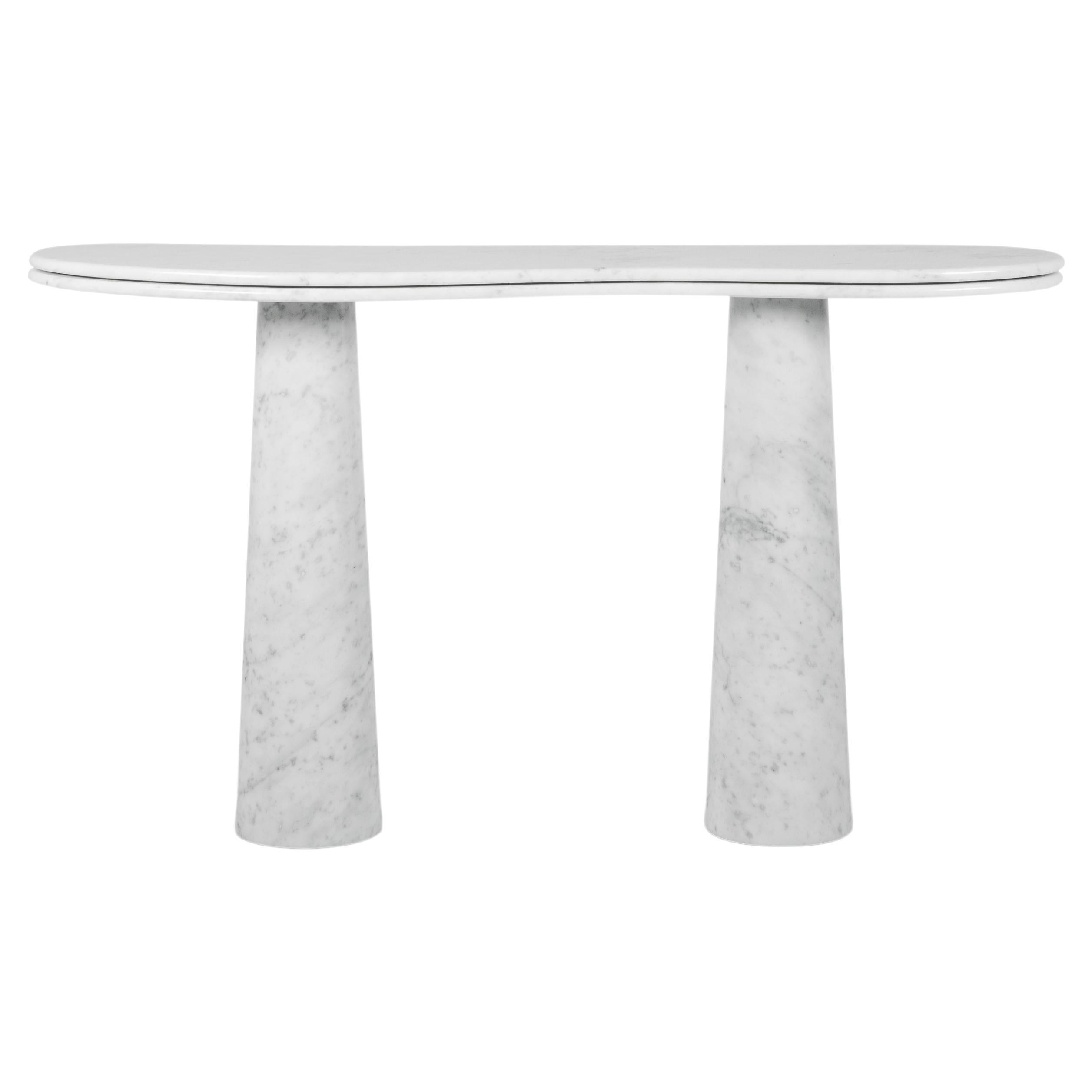 Modern Silhueta Console Table Carrara Marble Handmade in Portugal by Greenapple For Sale