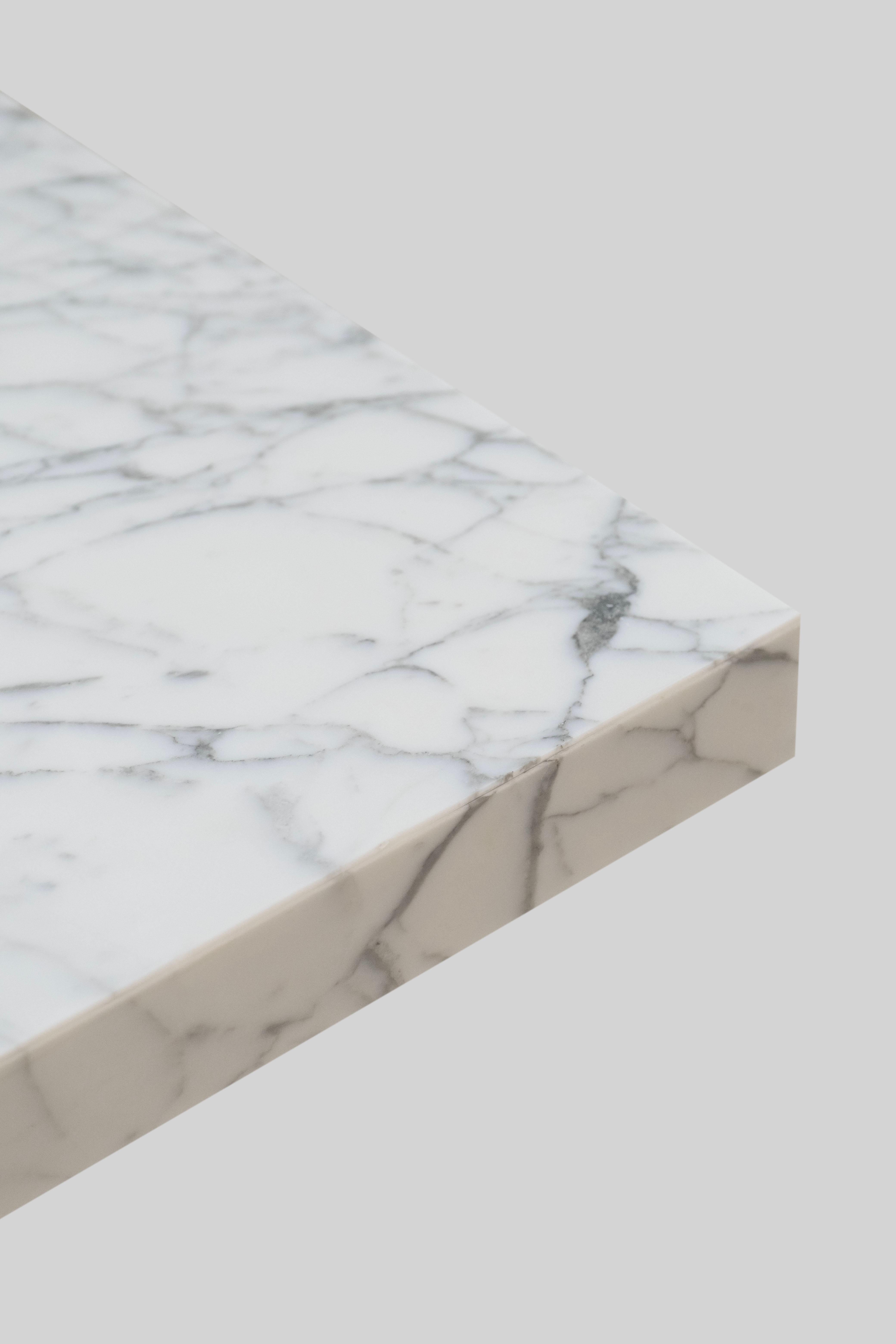 Table console Armilar Art Déco, marbre de Carrare, fabriquée à la main au Portugal par Greenapple en vente 2