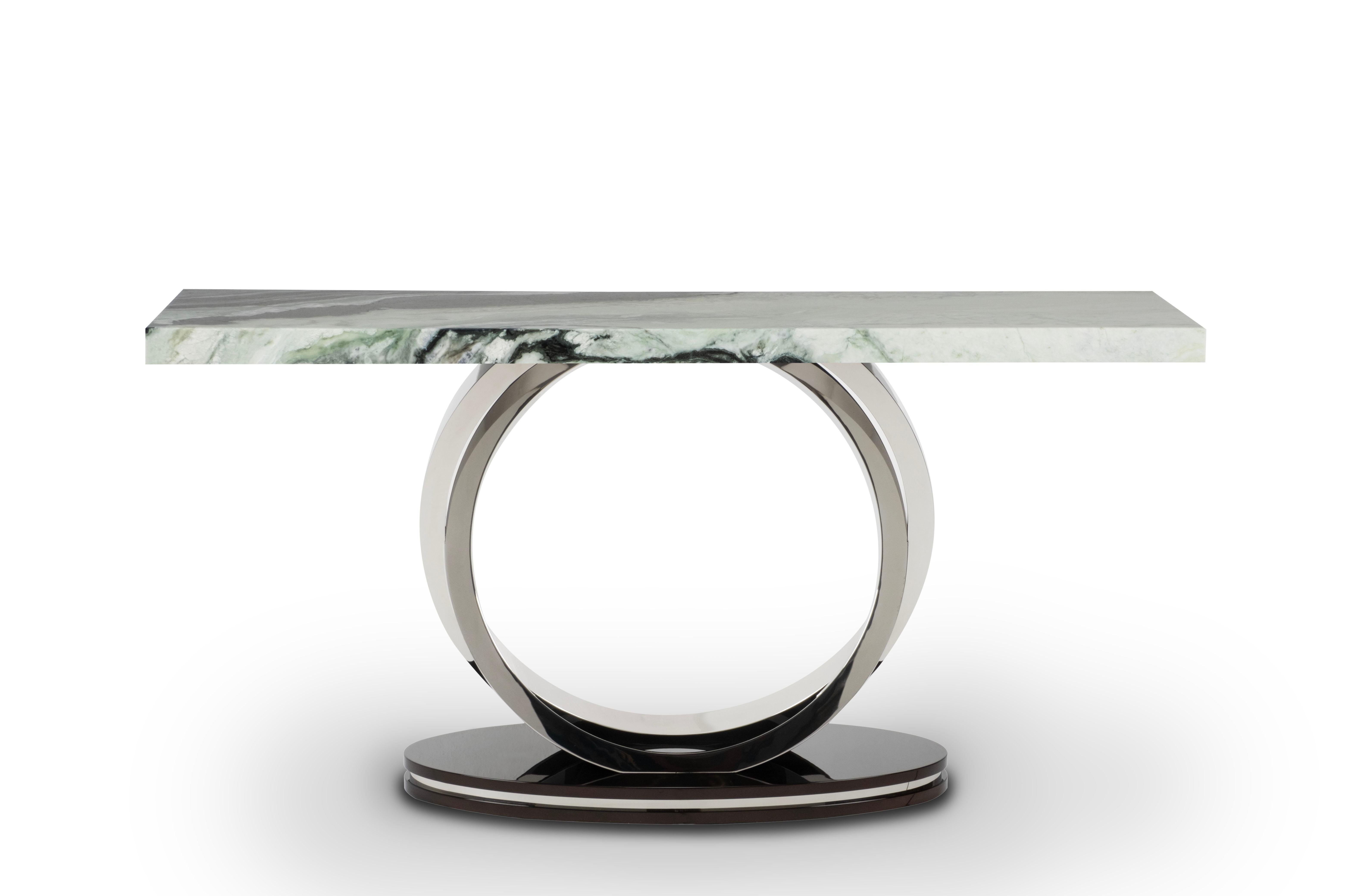 Modern Armilar Console Table, Green Marble, Handmade in Portugal by Greenapple In New Condition For Sale In Lisboa, PT