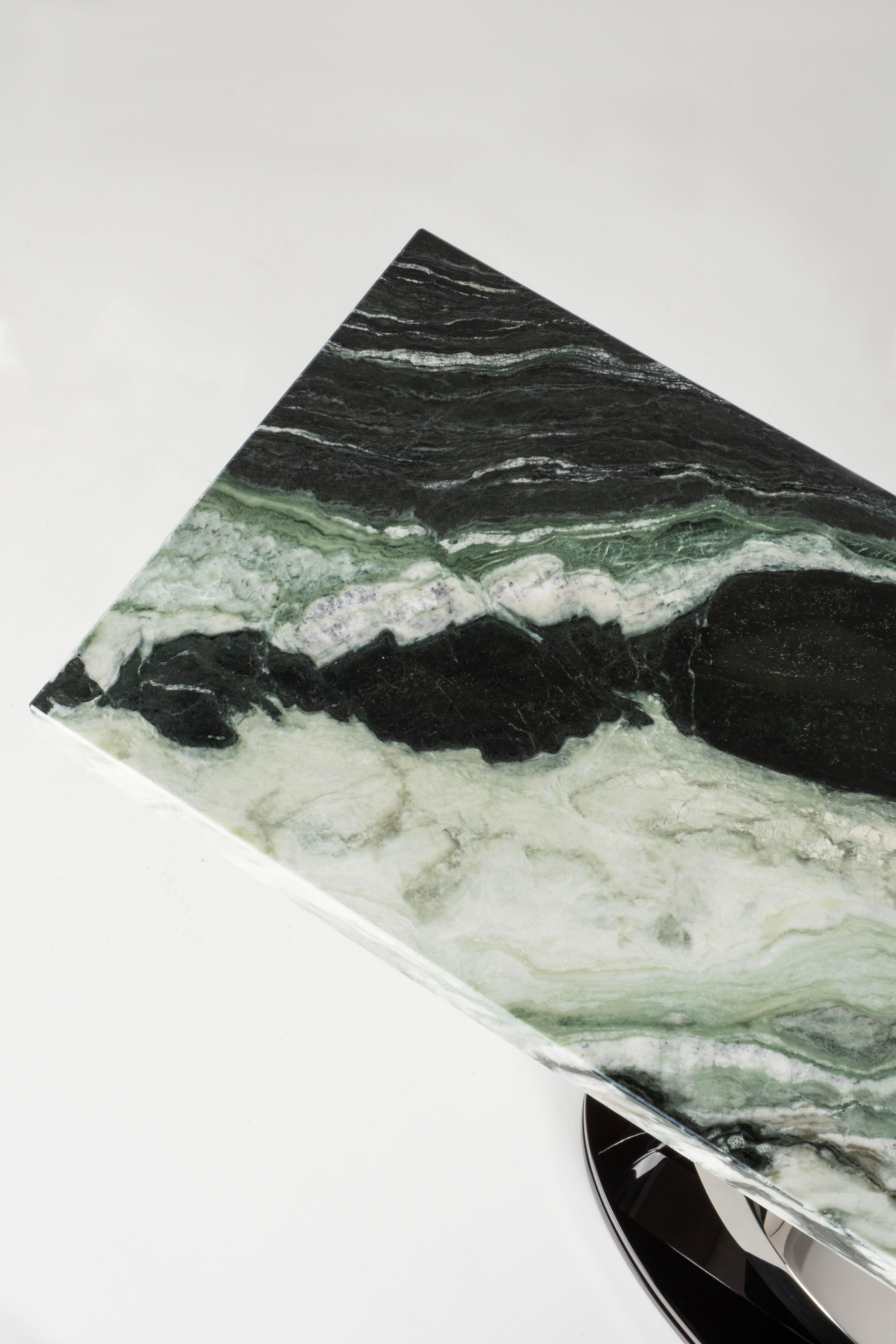 Stained Modern Armilar Console Table, Green Marble, Handmade in Portugal by Greenapple For Sale