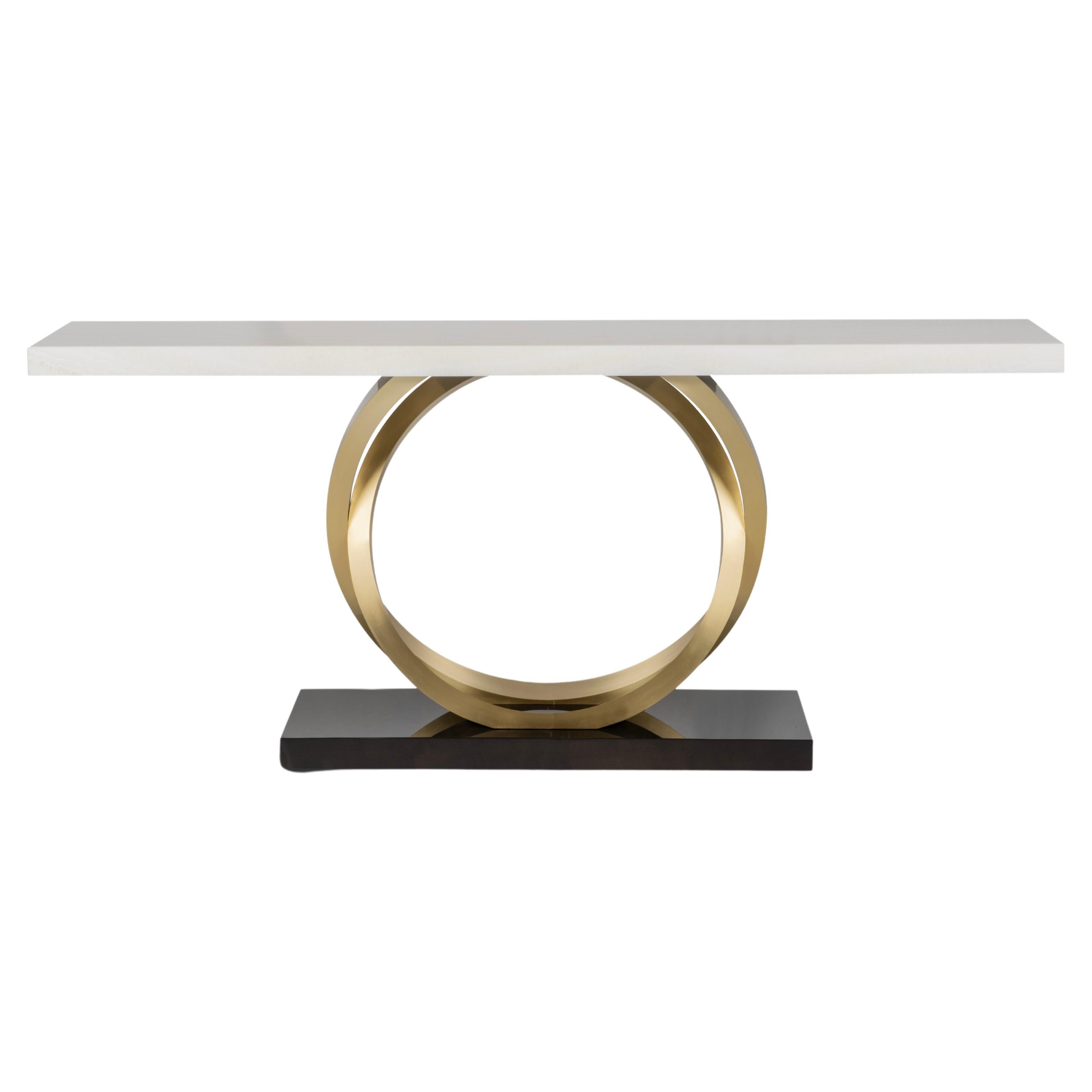 Art Deco Turim Console Table Onyx Brass Handmade in Portugal by Greenapple