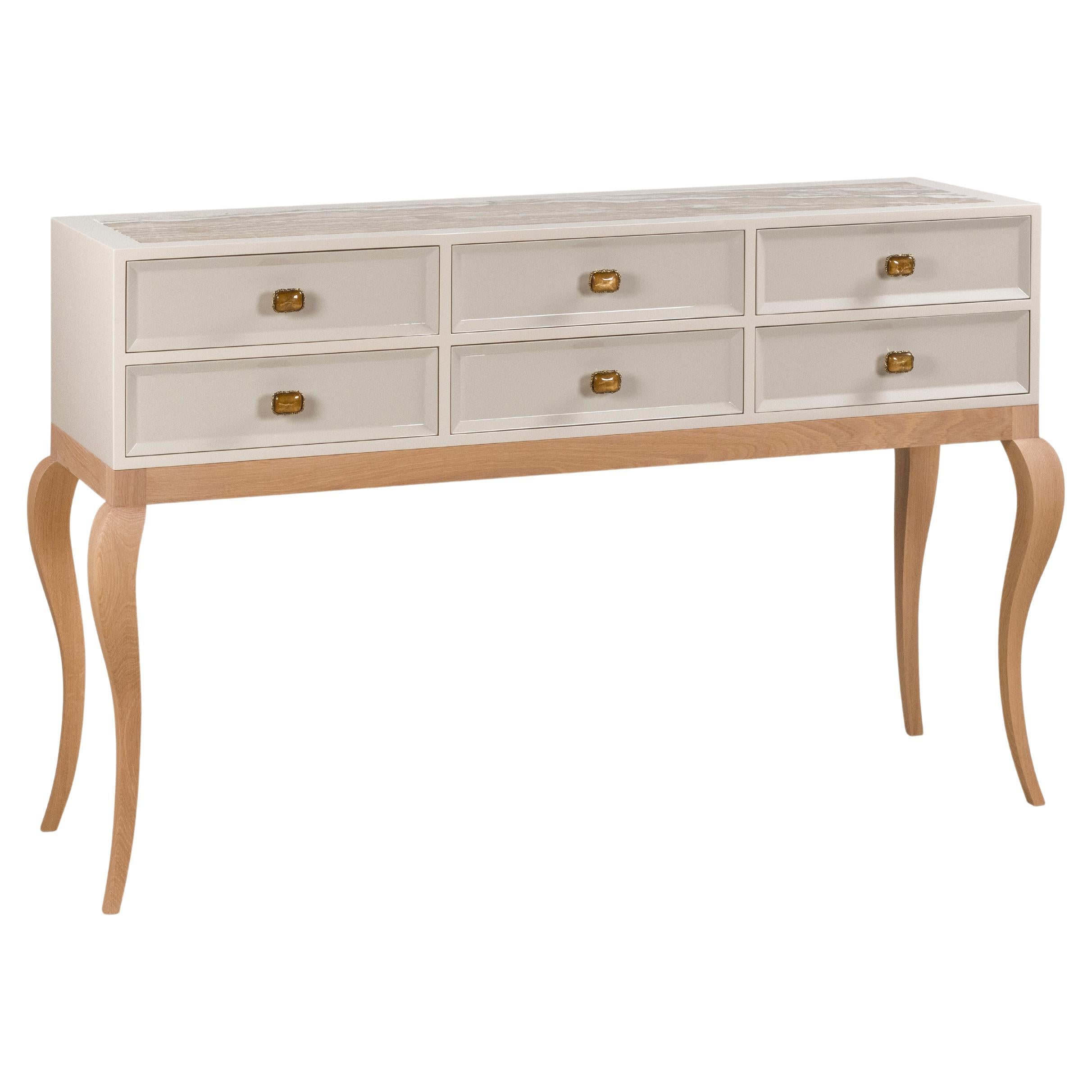 Table console Venise Art Déco en onyx beige, fabriquée à la main au Portugal par Greenapple en vente