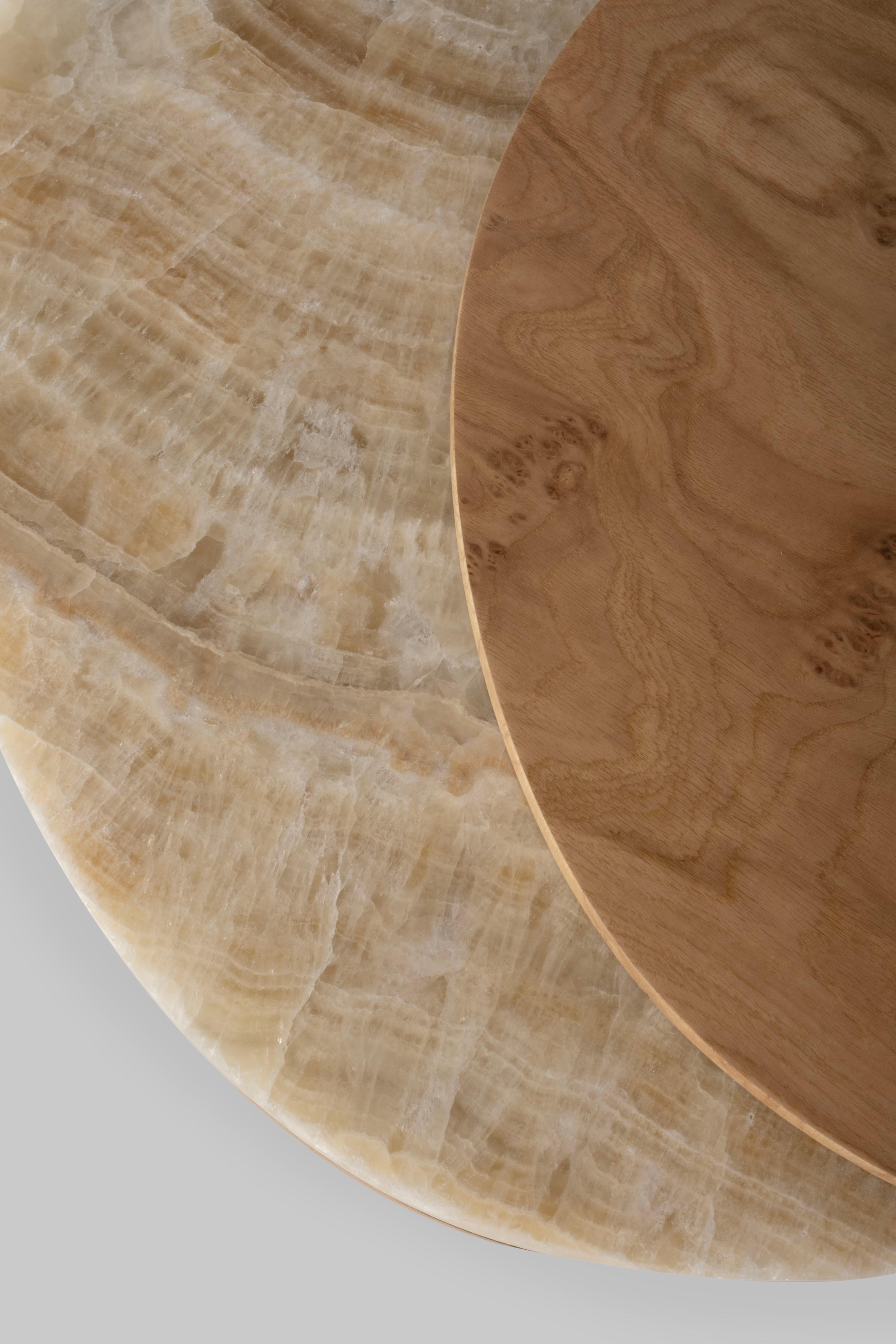 Organic Modern Armona Desk, Oak Root Onyx Brass, Handmade Portugal by Greenapple For Sale 5