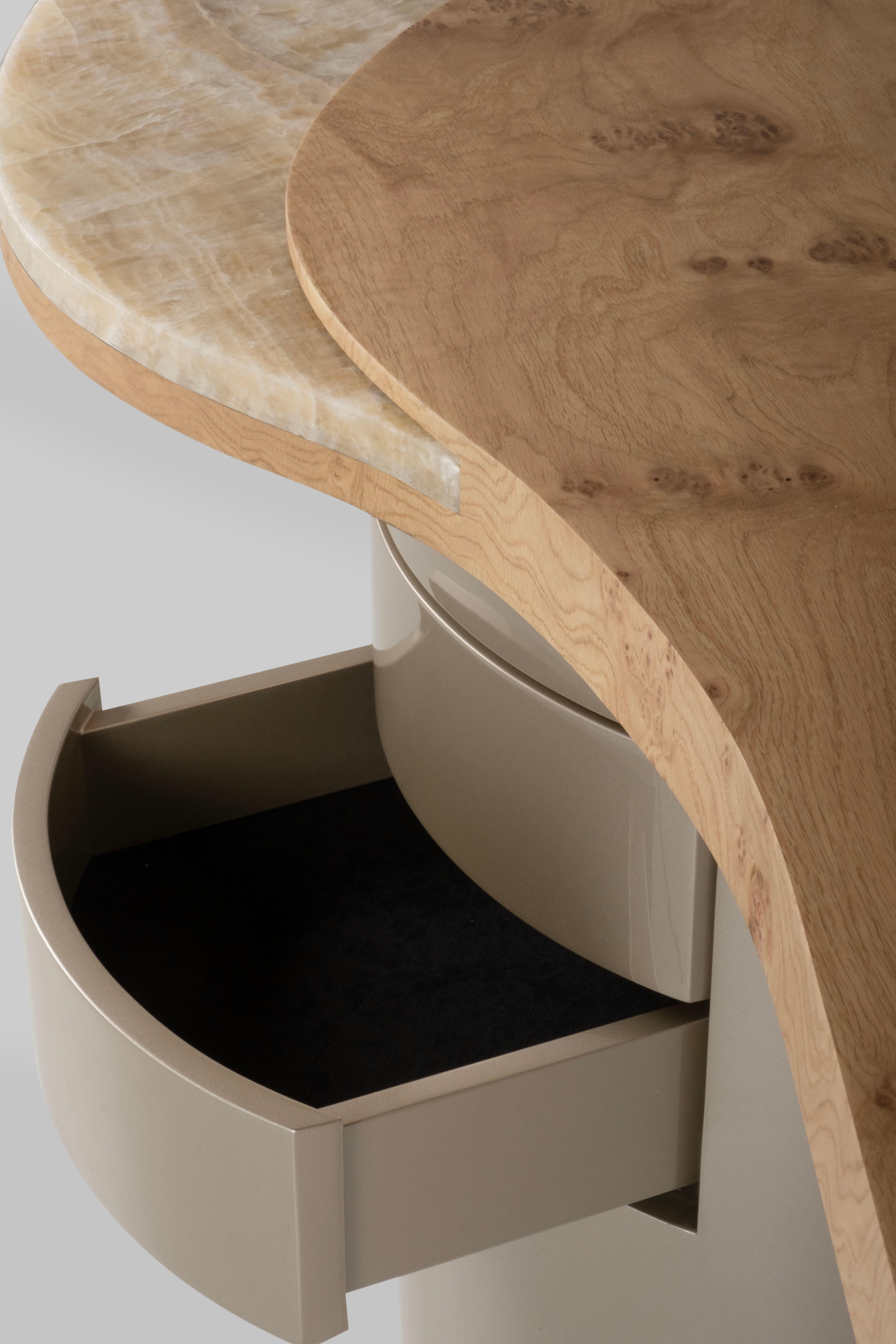 Organic Modern Armona Desk, Oak Root Onyx Brass, Handmade Portugal by Greenapple For Sale 6