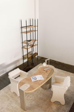 Organic Modern Armona Desk, Oak Root Onyx Brass, Handmade Portugal by Greenapple