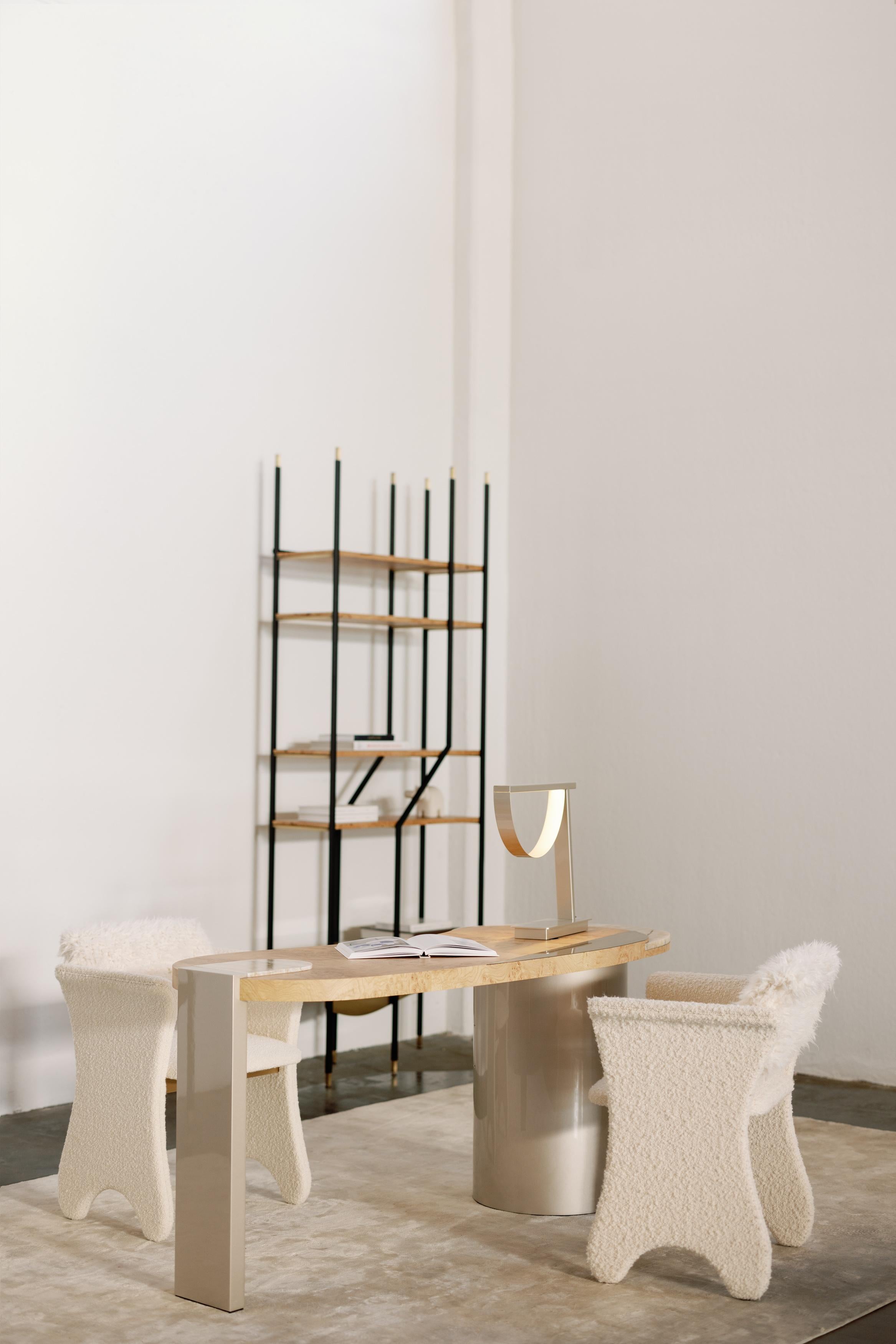 Contemporary Organic Modern Armona Desk, Oak Root Onyx Brass, Handmade Portugal by Greenapple For Sale