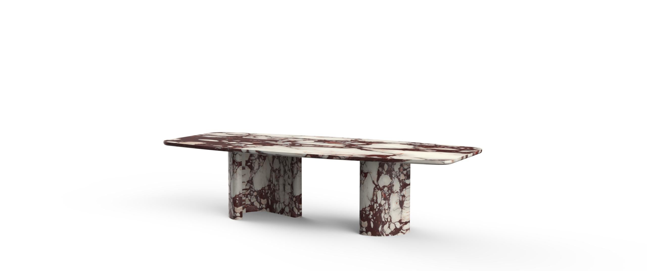 XXIe siècle et contemporain Table de salle à manger moderne C&C en marbre Calacatta Viola faite à la main Portugal Greenapple en vente