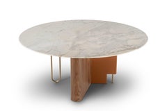 Mid-Century Modern Ferreirinha Marble Dining Table, Walnut, Handmade Greenapple