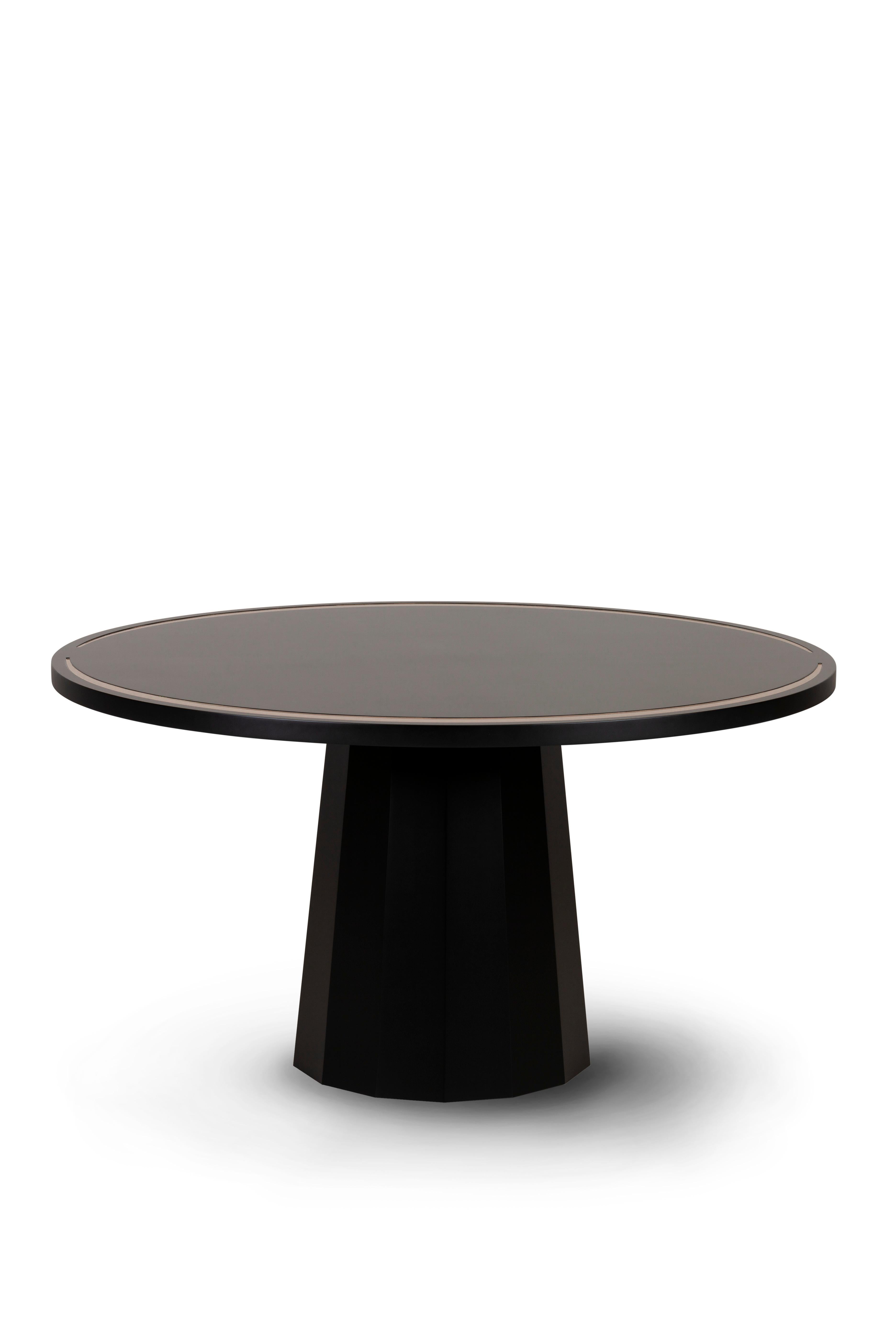 Portuguese Modern Howlite Round Dining Table Black Handmade in Portugal by Greenapple For Sale
