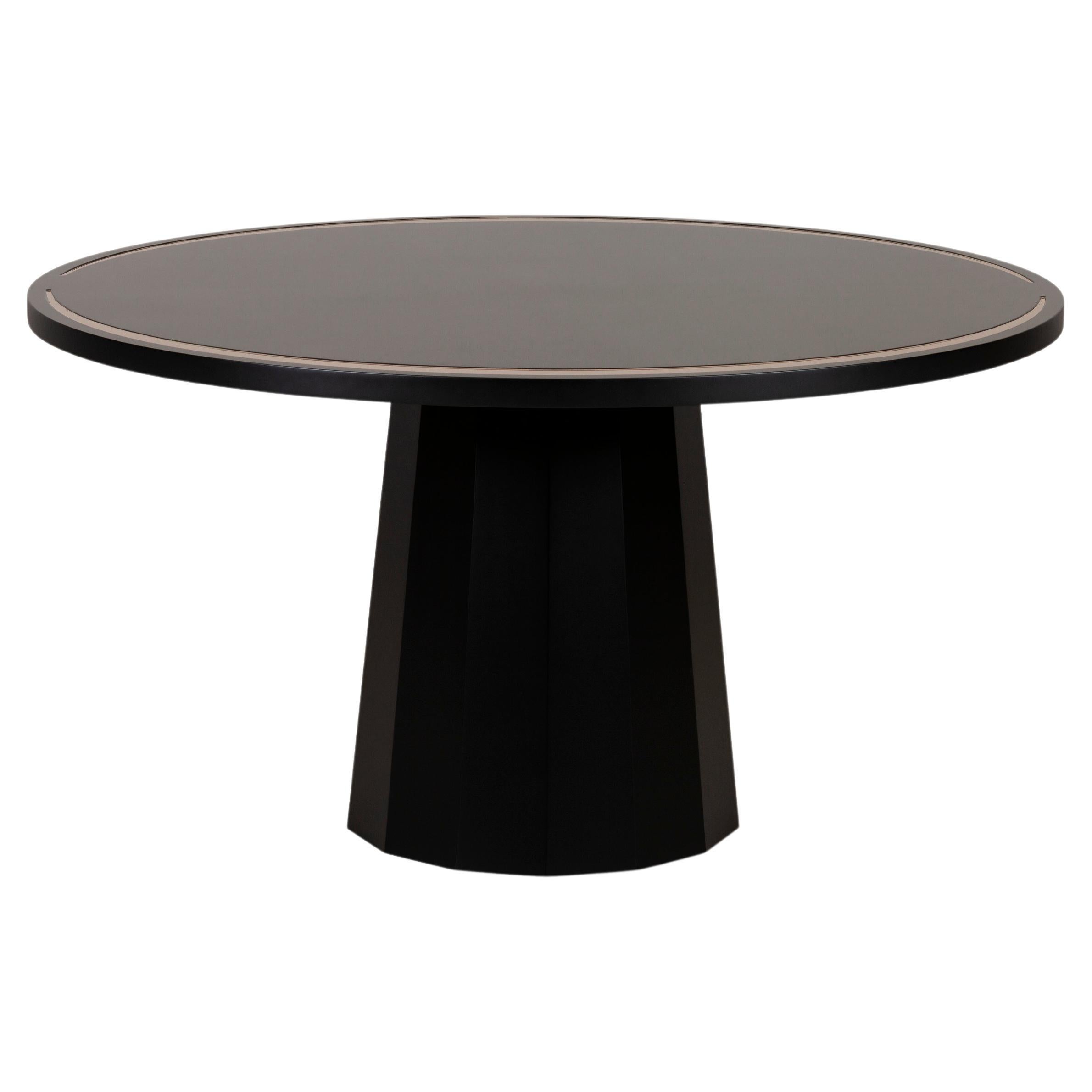 Modern Howlite Round Dining Table Black Handmade in Portugal by Greenapple For Sale