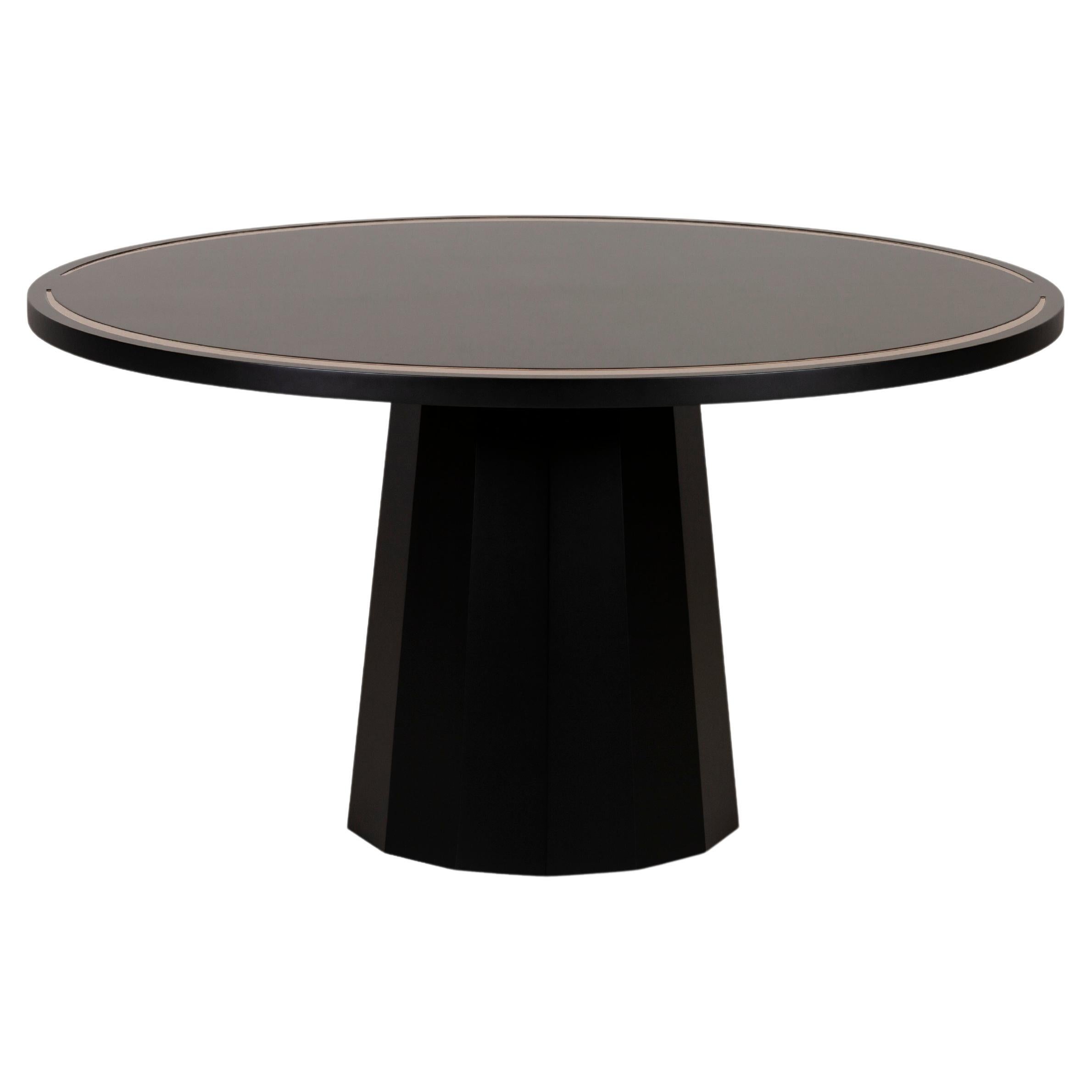 Modern Howlite Round Dining Table, Black, Handmade in Portugal by Greenapple