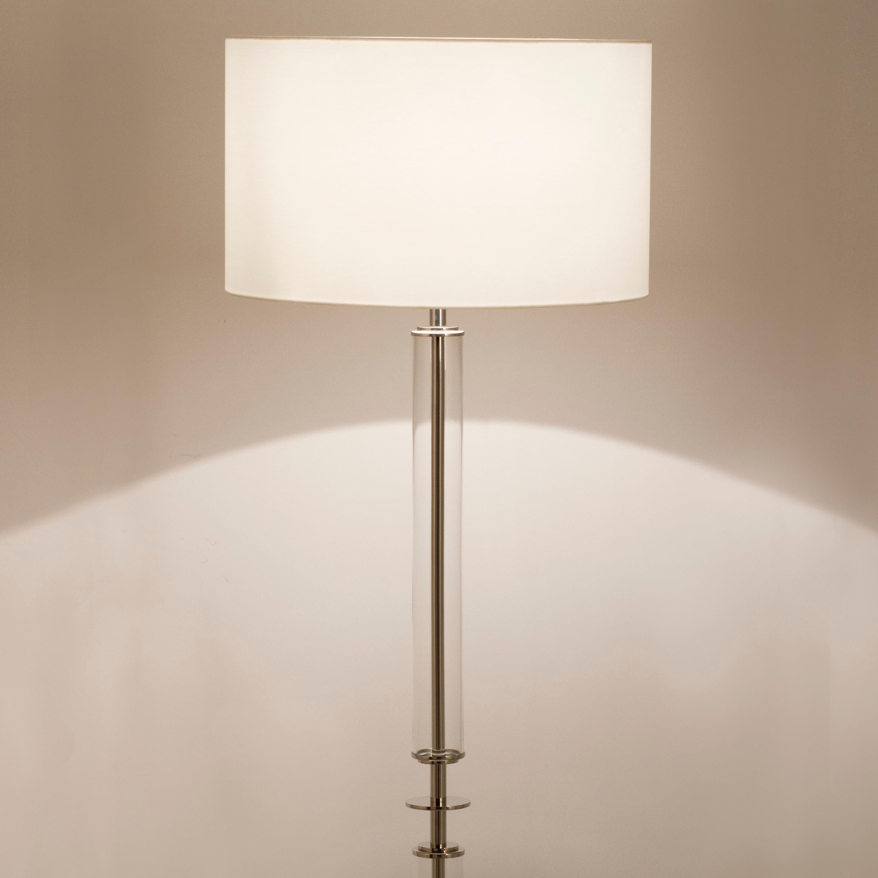 Brushed Art Deco Valverde Floor Lamp Stainless Steel Pearl Handmade Portugal Greenapple For Sale