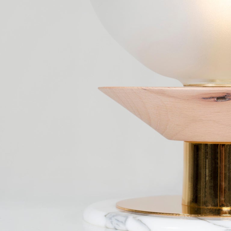 Greenapple, Mill Table Lamp, Statuario Marble Base, Handmade in Portugal For Sale 3