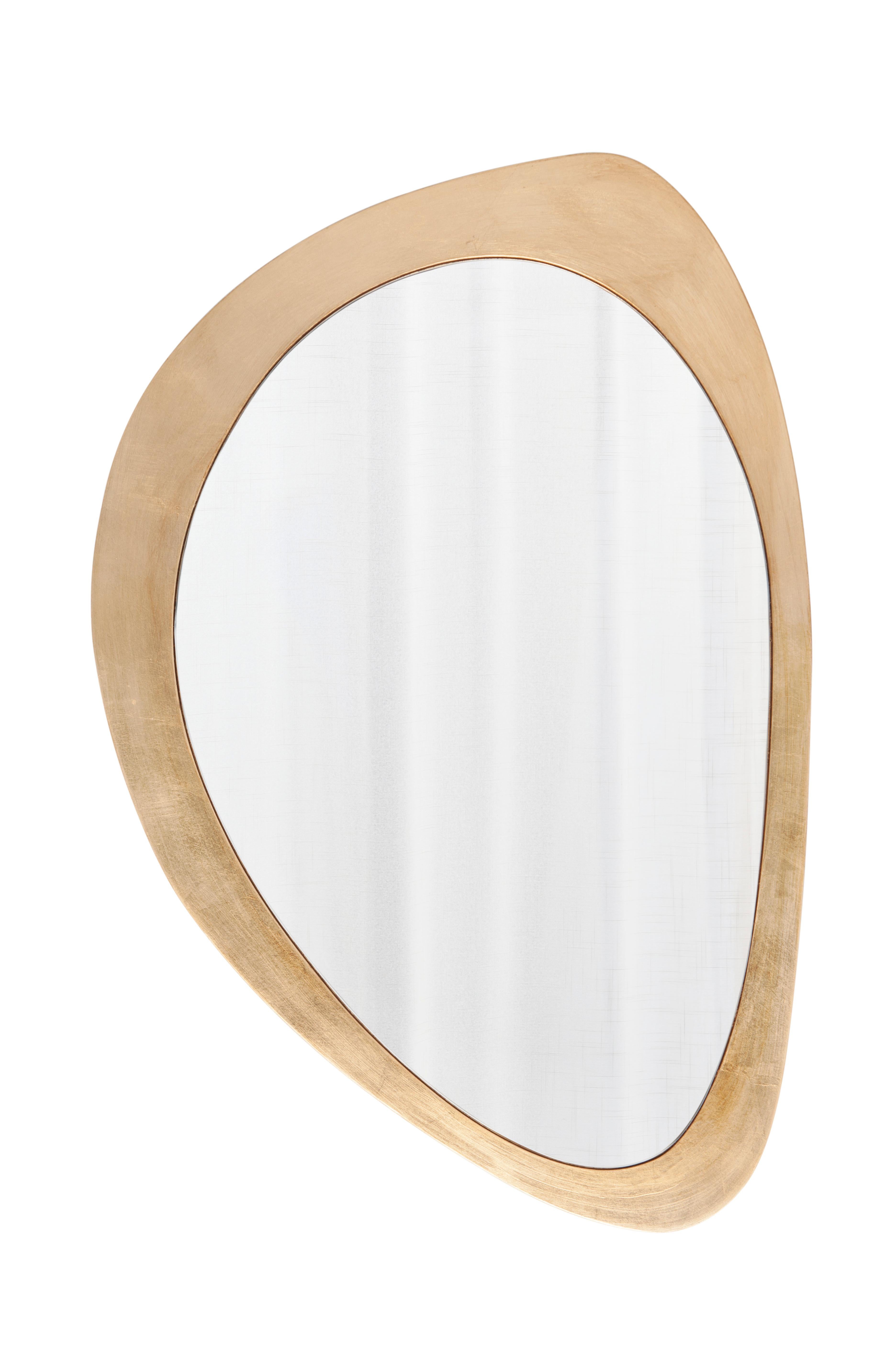 Hand-Crafted Modern Roanne Set/3 Wall Mirror Aged Gold Leaf Handmade Portugal Greenapple For Sale