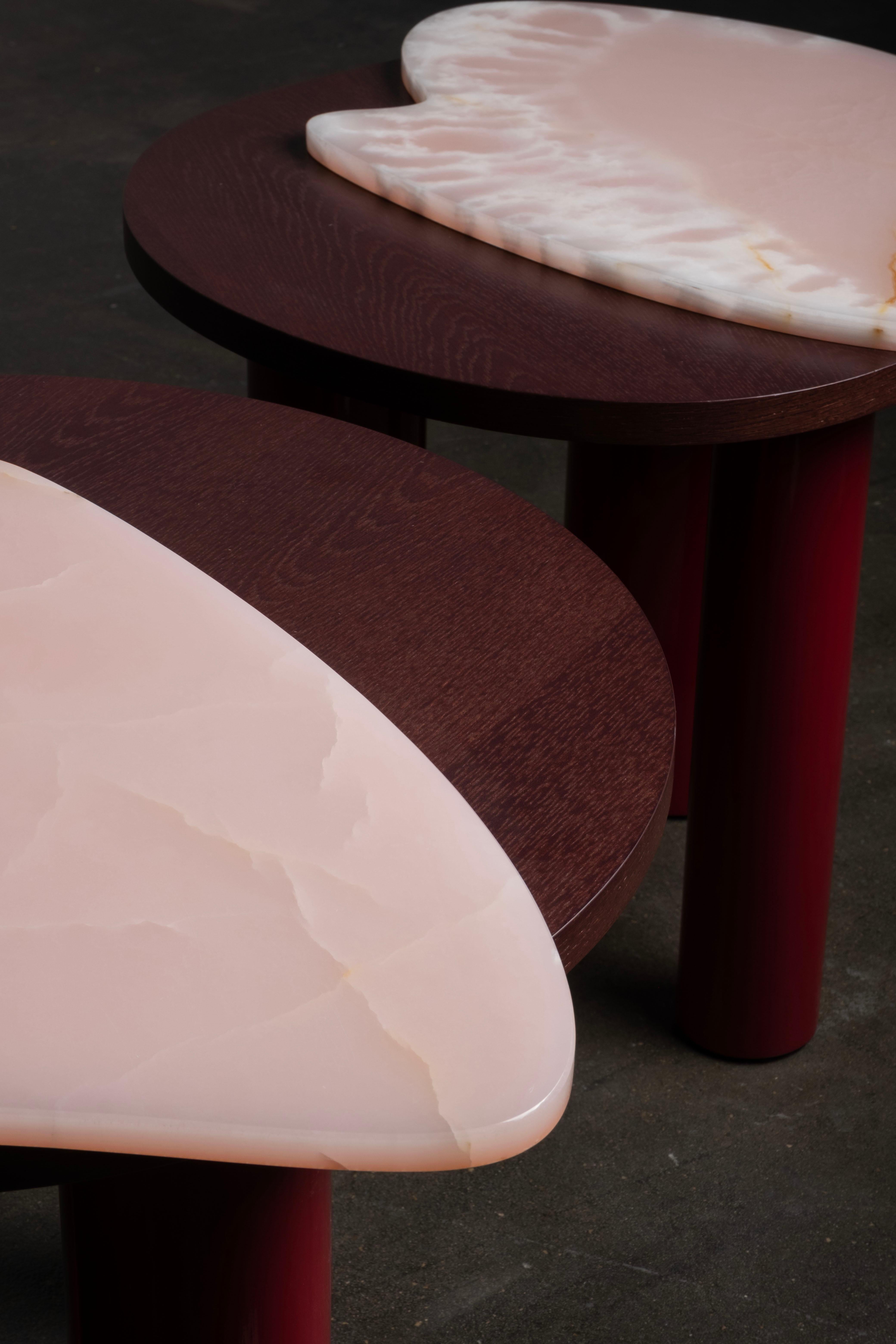 Organic Modern Bordeira Side Table, Pink Onyx, Handmade Portugal by Greenapple For Sale 6