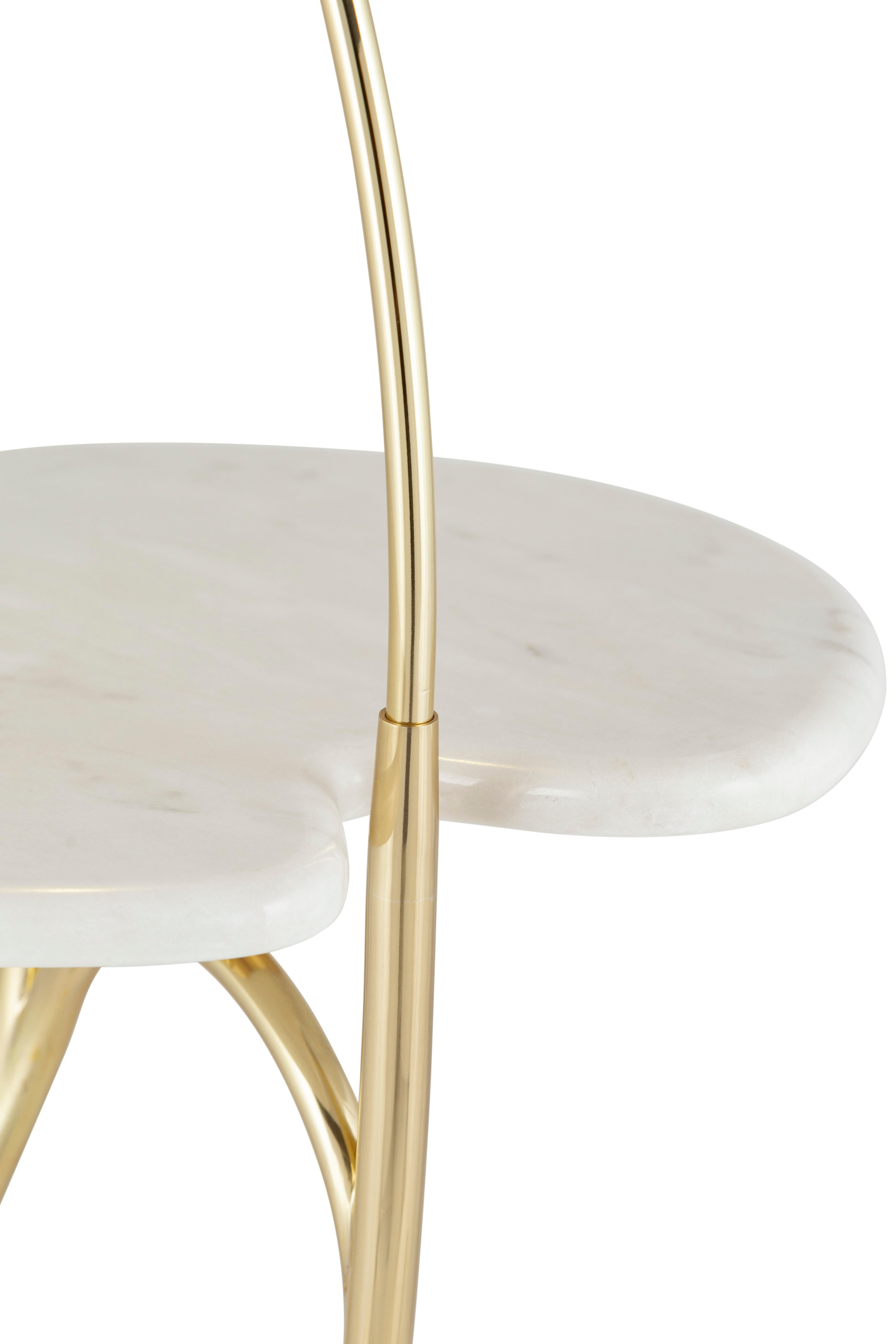 Art Deco Oxford Side Table Calacatta Marble Brass Handmade Portugal Greenapple In New Condition For Sale In Lisboa, PT