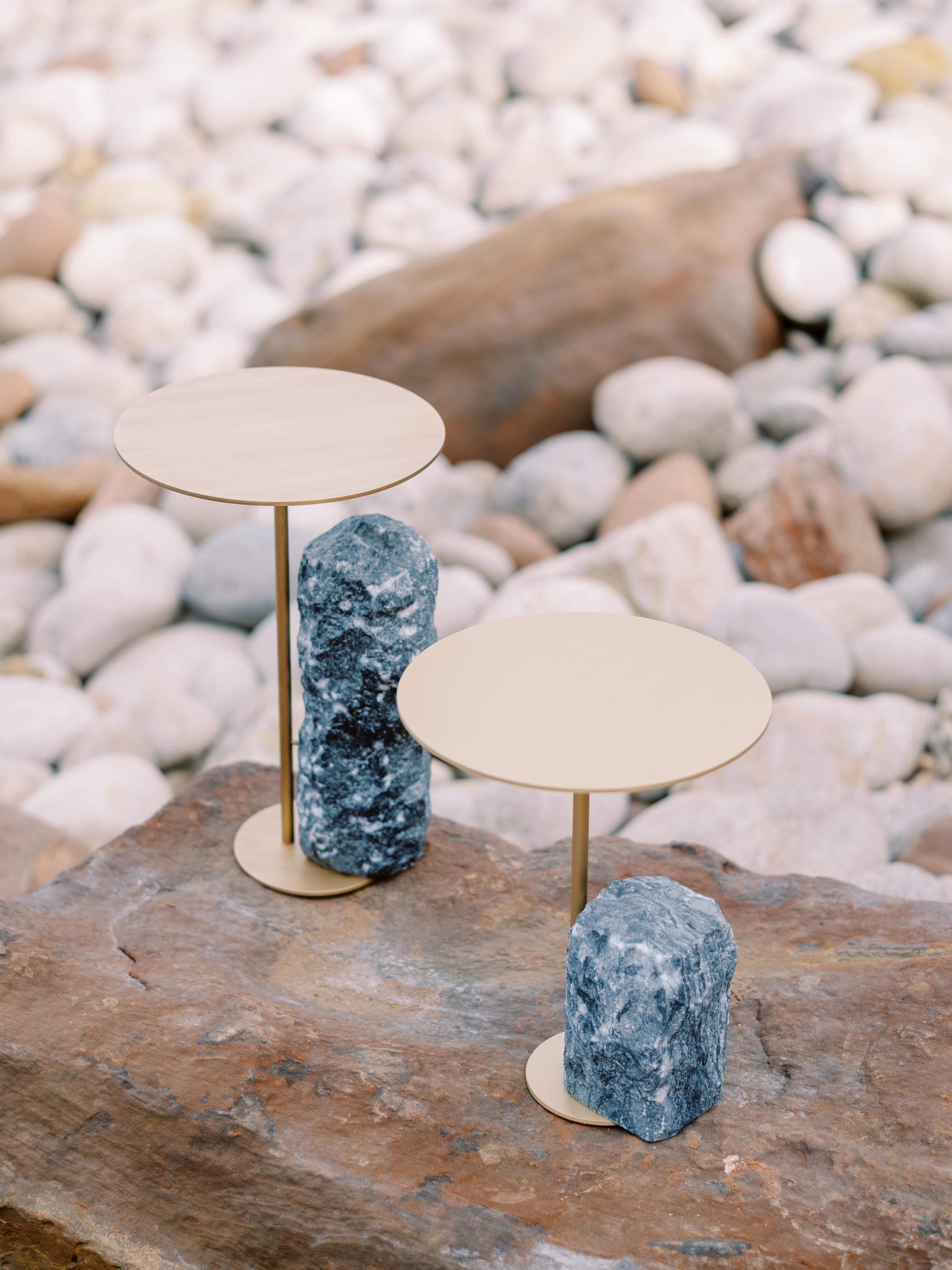 Modern Pico Side Table, Silver Portoro Marble, Handmade Portugal by Greenapple For Sale 1