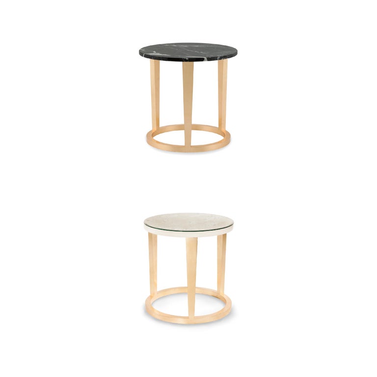 Gilt Greenapple Side Table, Rubi Side Table, Marble Top, Handmade in Portugal For Sale