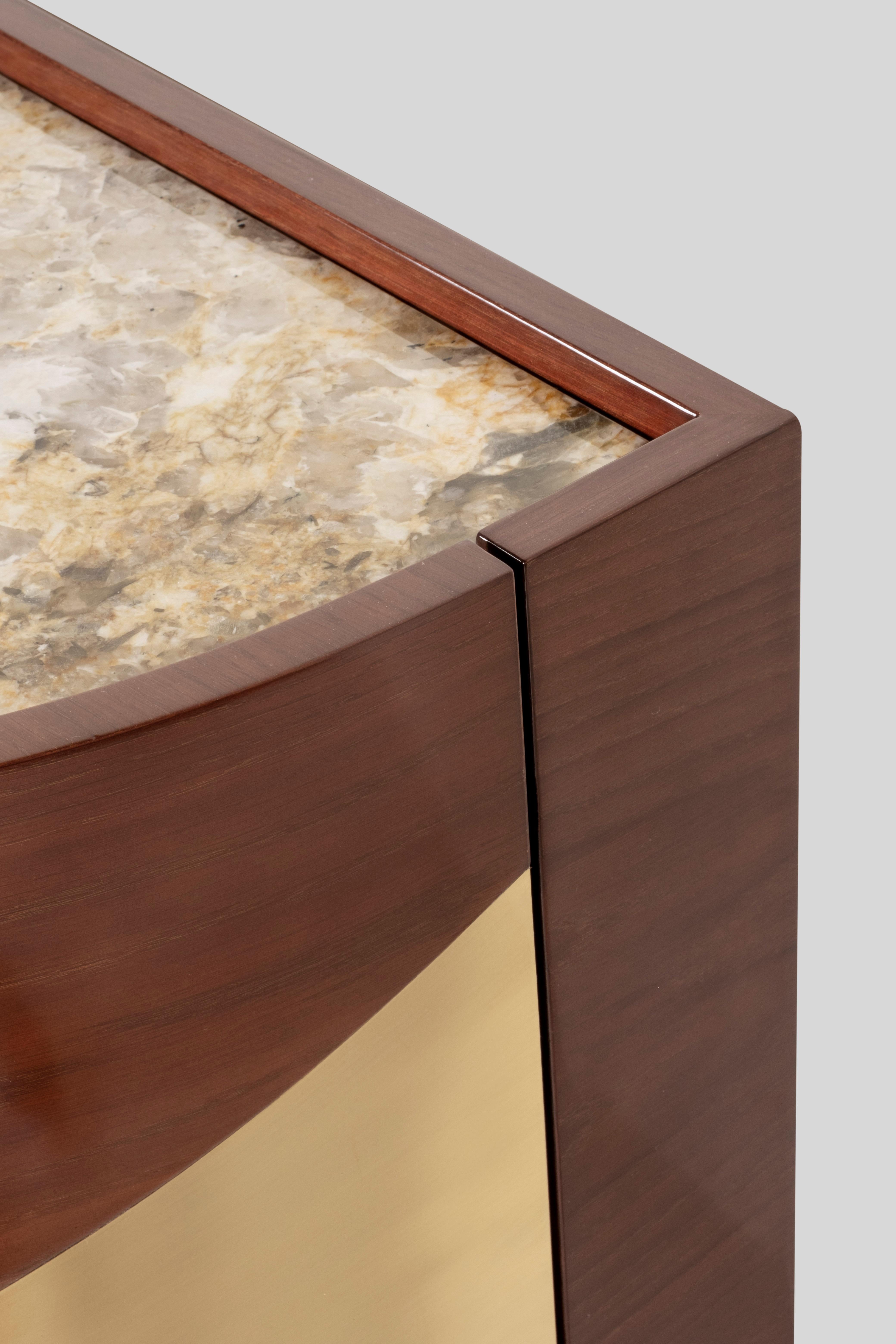 Mid-Century Modern Olival Cocktail Cabinet, Patagonia Stone, Handmade Greenapple For Sale 4