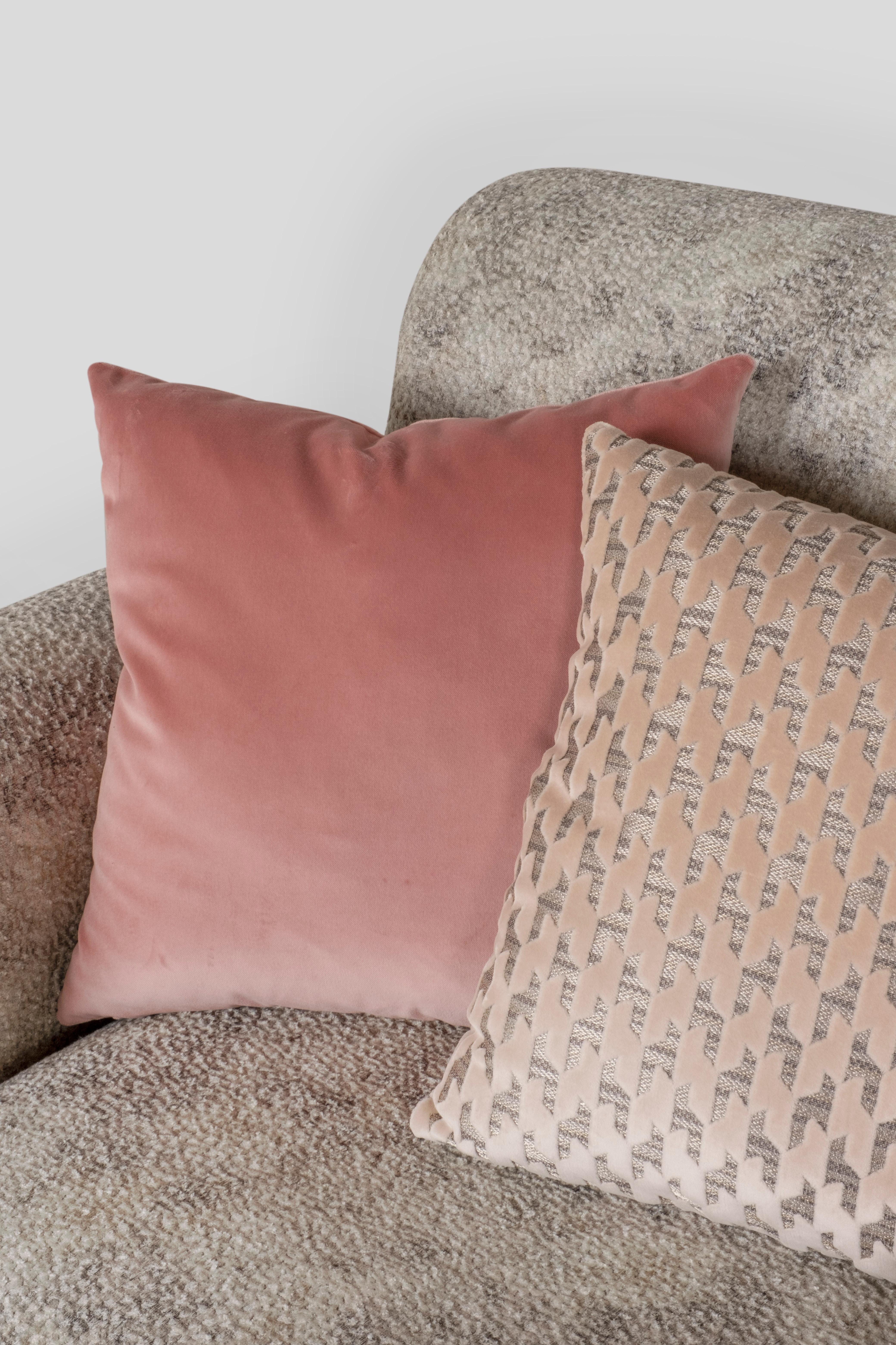 Modern Beijinho Sofa, Beige Velvet Leather, Handmade in Portugal by Greenapple For Sale 1