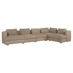 Modern Sand Wave Sofa, Light-Brown Leather, Handmade in Portugal by Greenapple