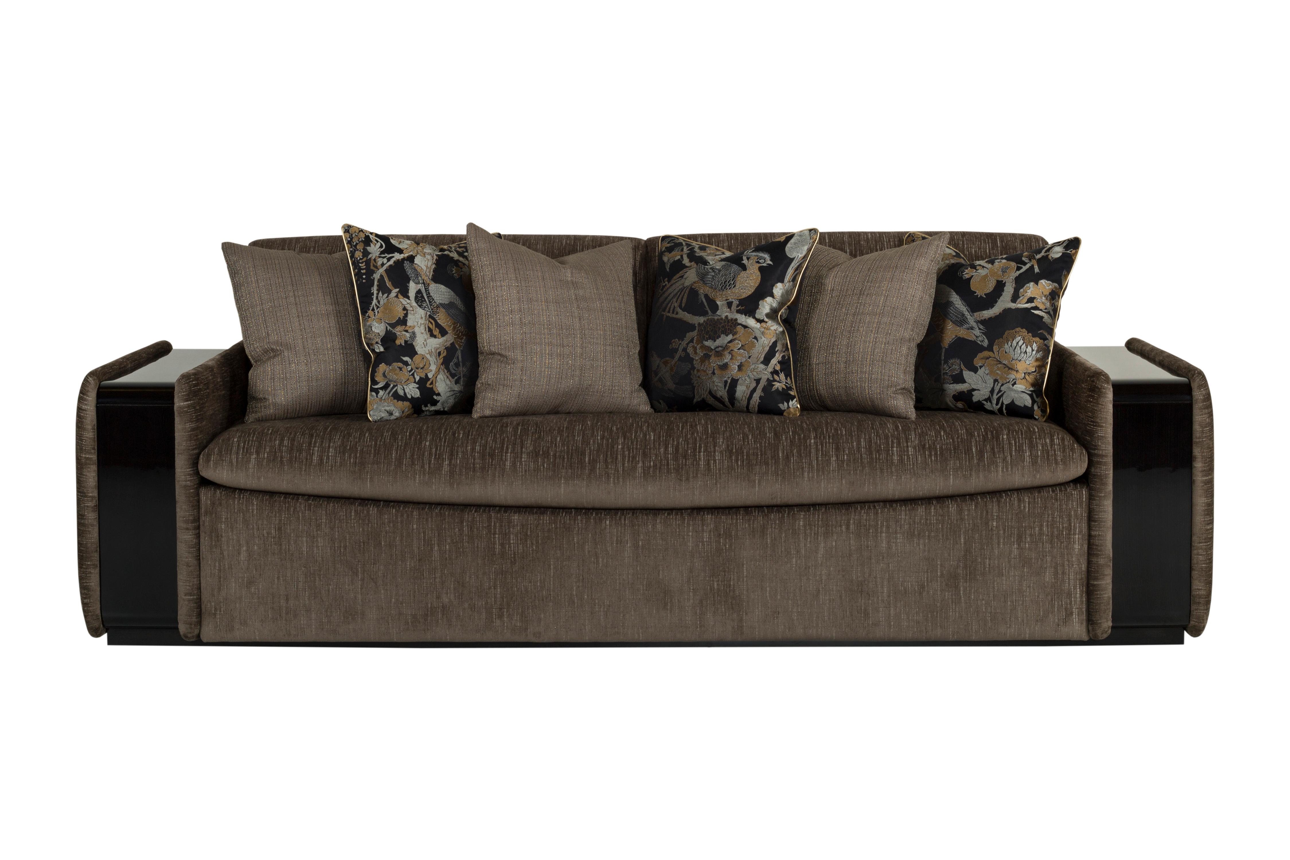 Magno Sofa, Modern Collection, Handcrafted in Portugal - Europe by GF Modern.

Upholstered in dark brown cotton fabric, Magno's bold lines and enveloping comfort are handcrafted with breathtaking precision. With its very strong and daring character,