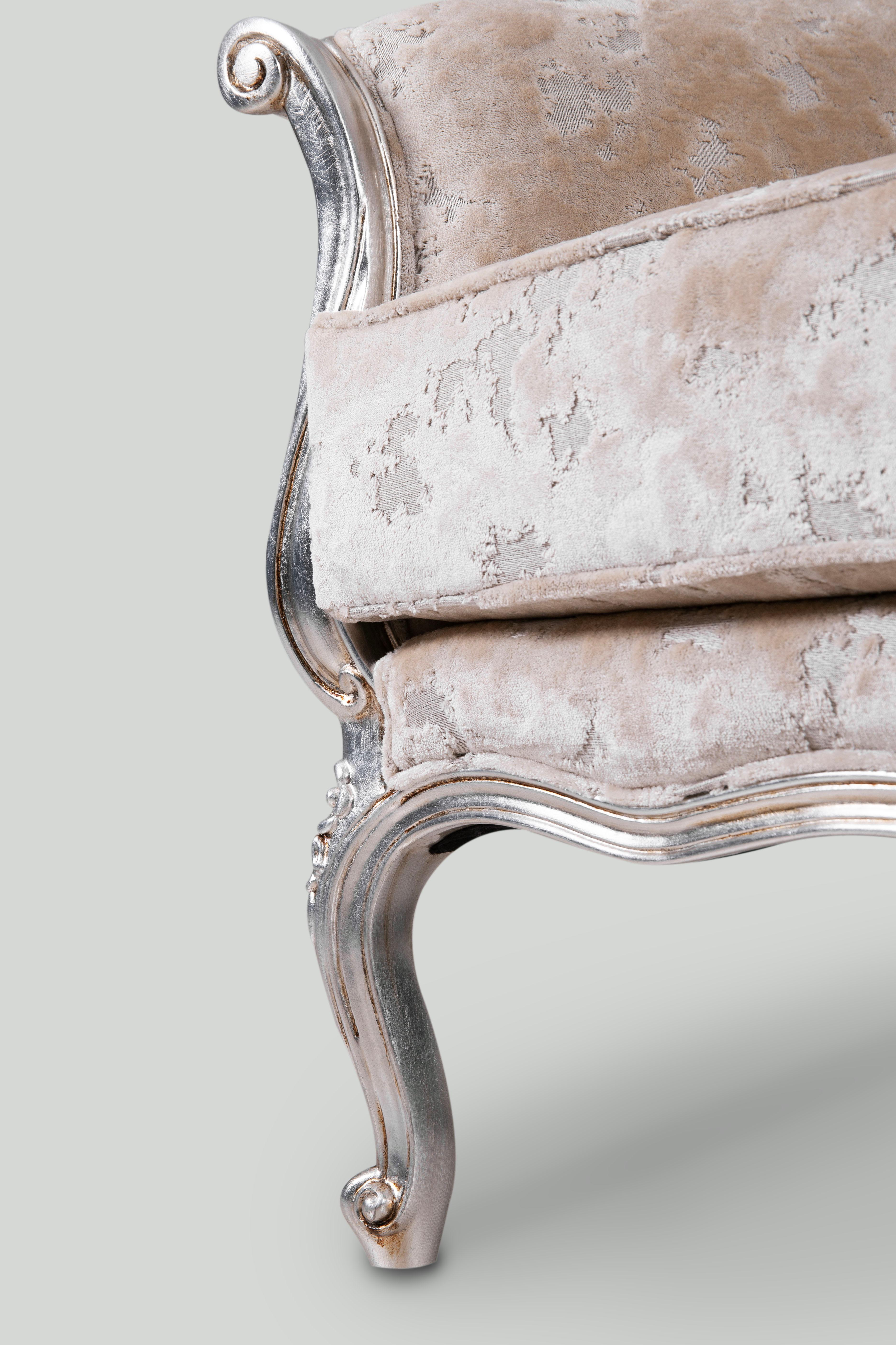 Französisch Neoklassische Talha Real Sofa Jacquard Silber Handmade Portugal Greenapple im Zustand „Neu“ im Angebot in Lisboa, PT