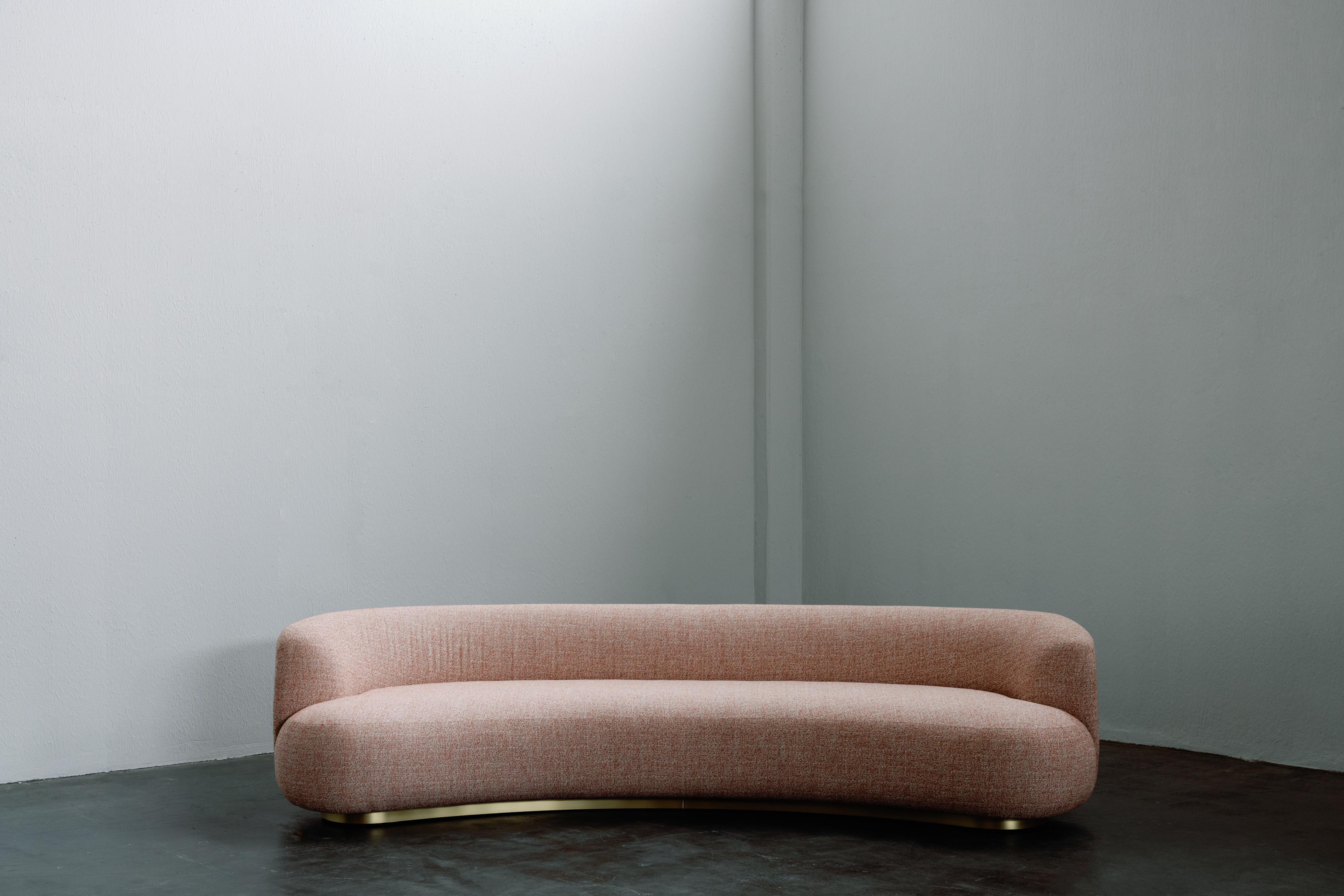 Modern Twins Curved Sofa, Terracotta Jacquard, Handmade Portugal by Greenapple For Sale 7