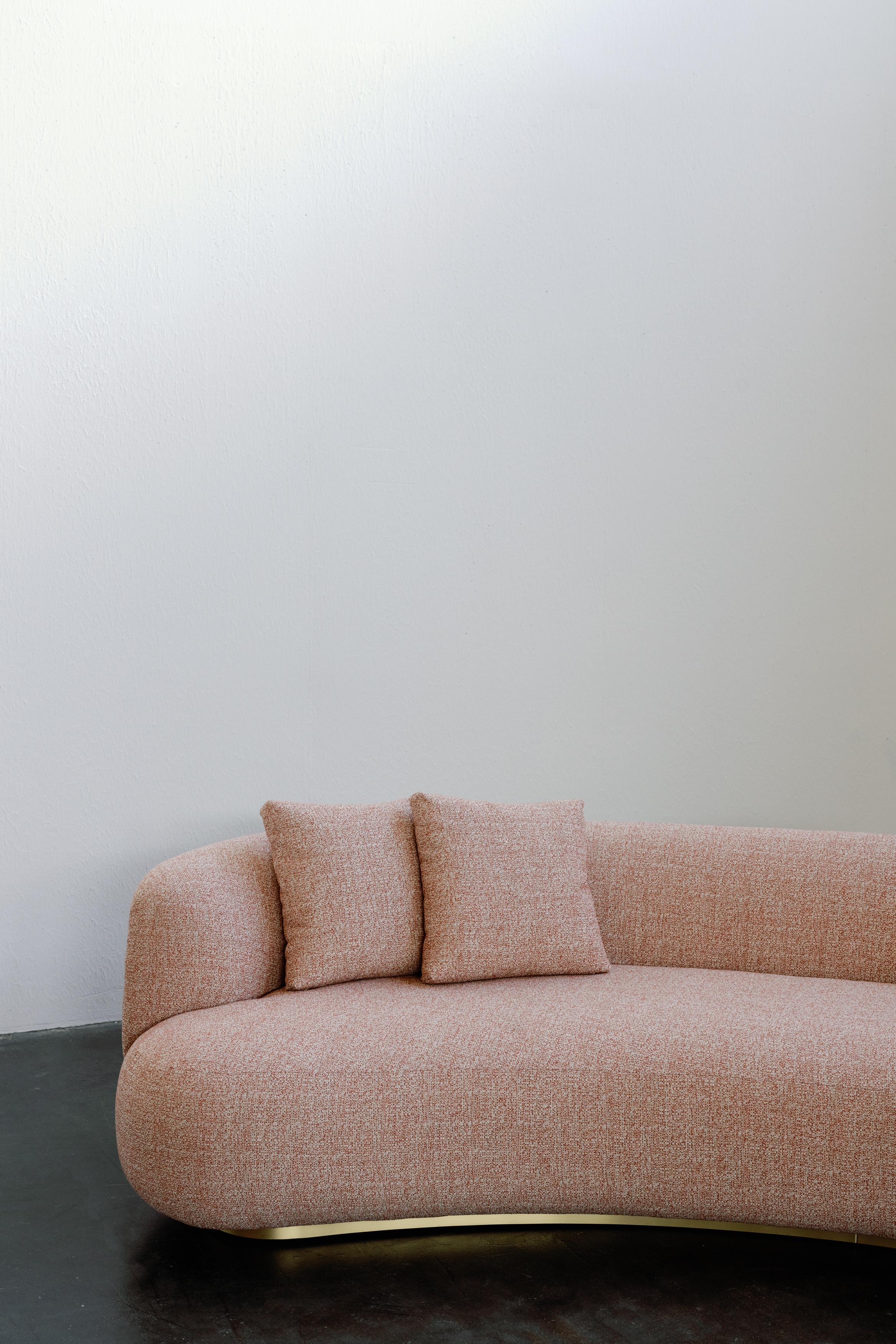 Modern Twins Curved Sofa, Terracotta Jacquard, Handmade Portugal by Greenapple For Sale 6