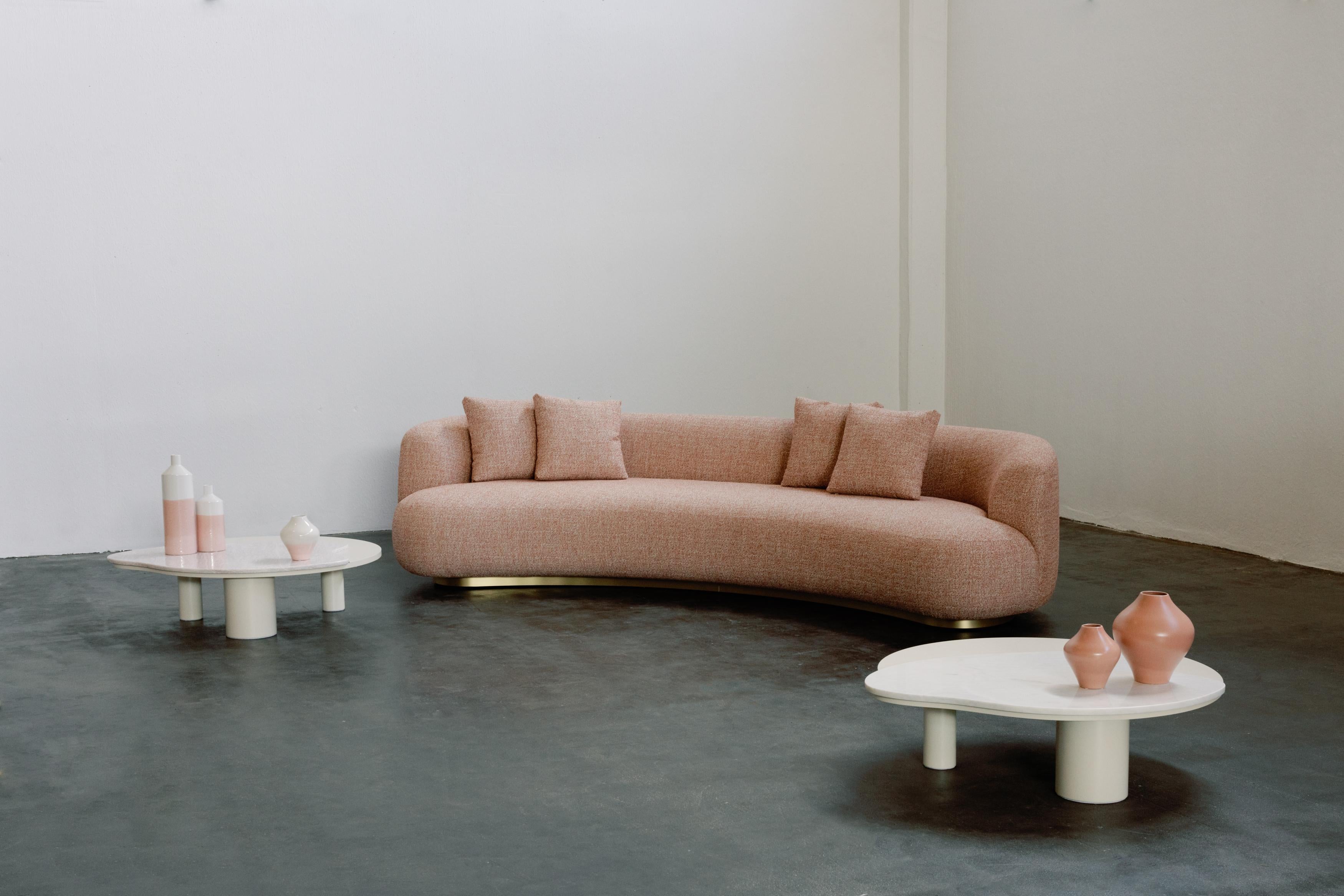 Modernes geschwungenes Twins-Sofa, Terrakotta-Jacquard, handgefertigt Portugal von Greenapple im Zustand „Neu“ im Angebot in Lisboa, PT