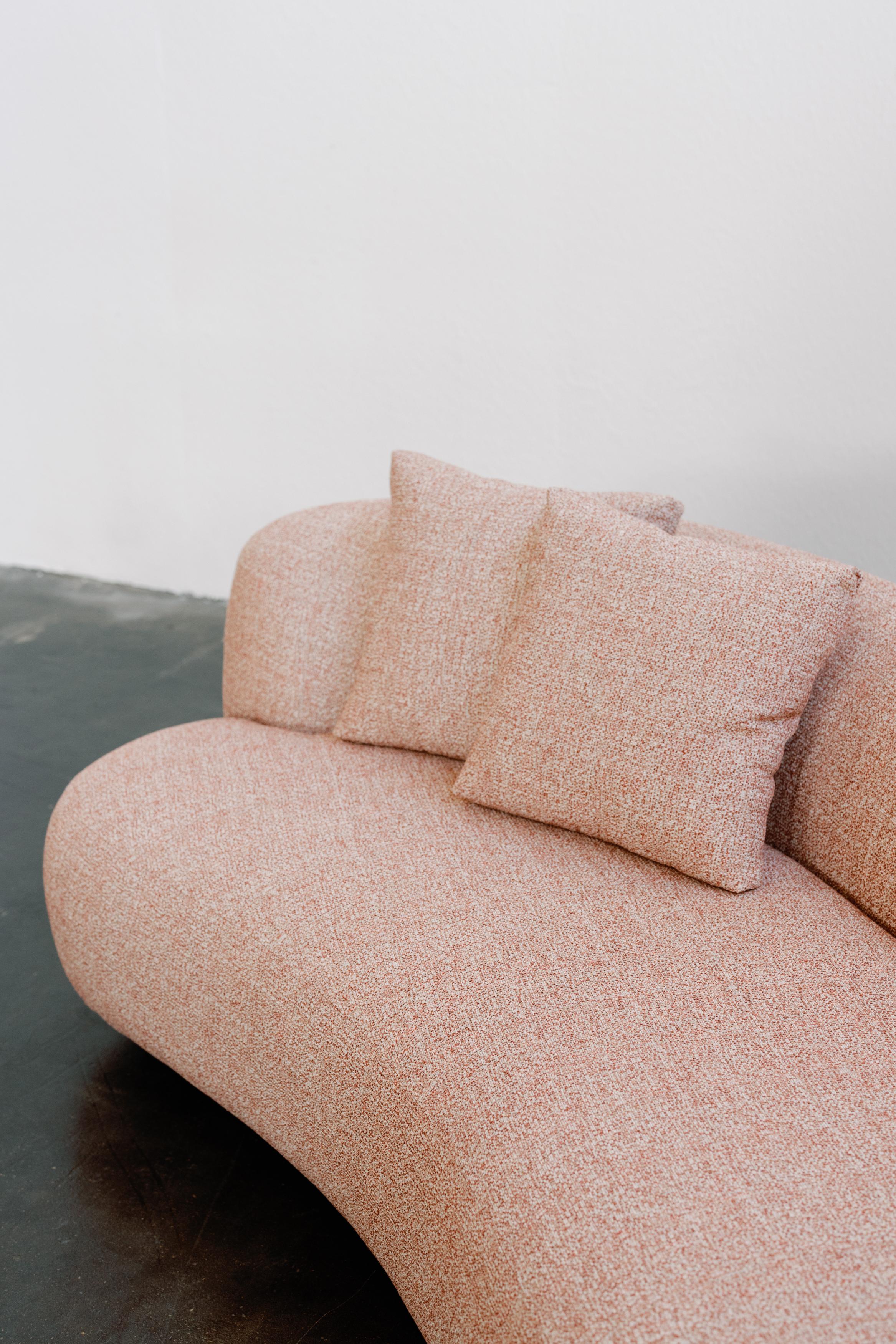 Modern Twins Curved Sofa, Terracotta Jacquard, Handmade Portugal by Greenapple For Sale 10