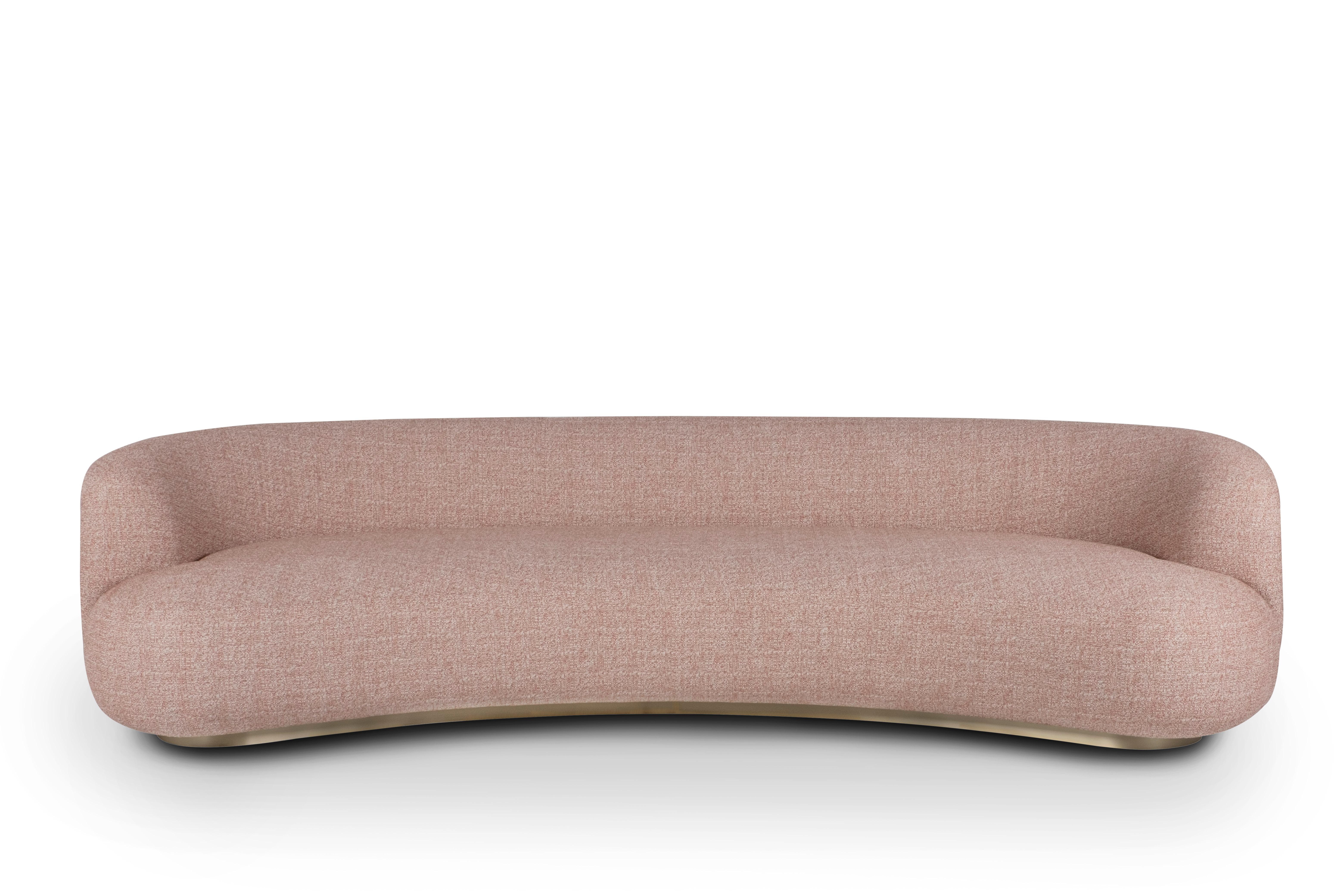 Modern Twins Curved Sofa, Terracotta Jacquard, Handmade Portugal by Greenapple For Sale 2