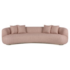 Modernes geschwungenes Twins-Sofa, Terrakotta-Jacquard, handgefertigt Portugal von Greenapple