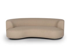 Modern Twins Curved Sofa, Beige Wool Linen, Handmade in Portugal by Greenapple