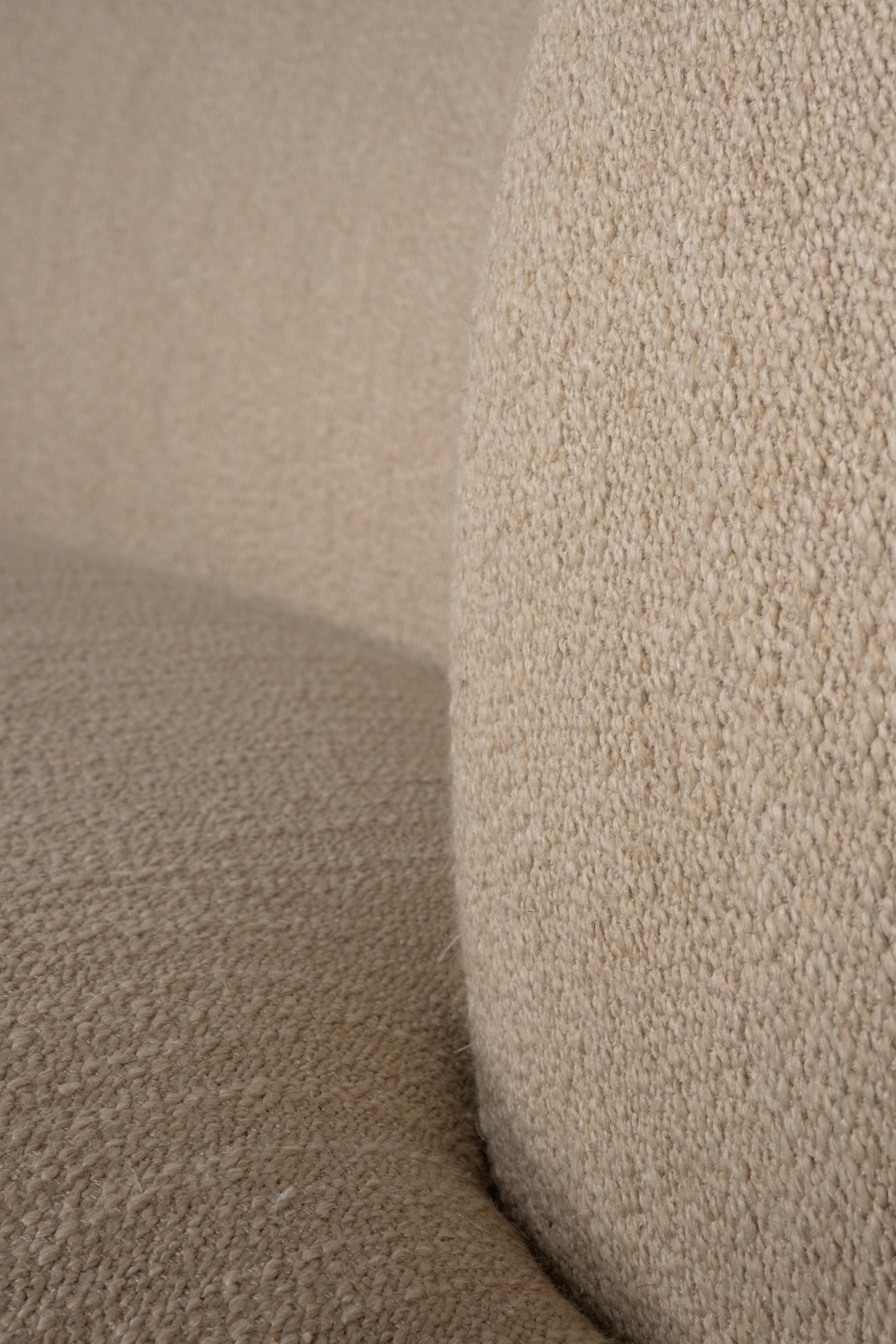 Hand-Crafted Modern Twins Curved Sofa, Beige Wool Linen, Handmade in Portugal by Greenapple For Sale