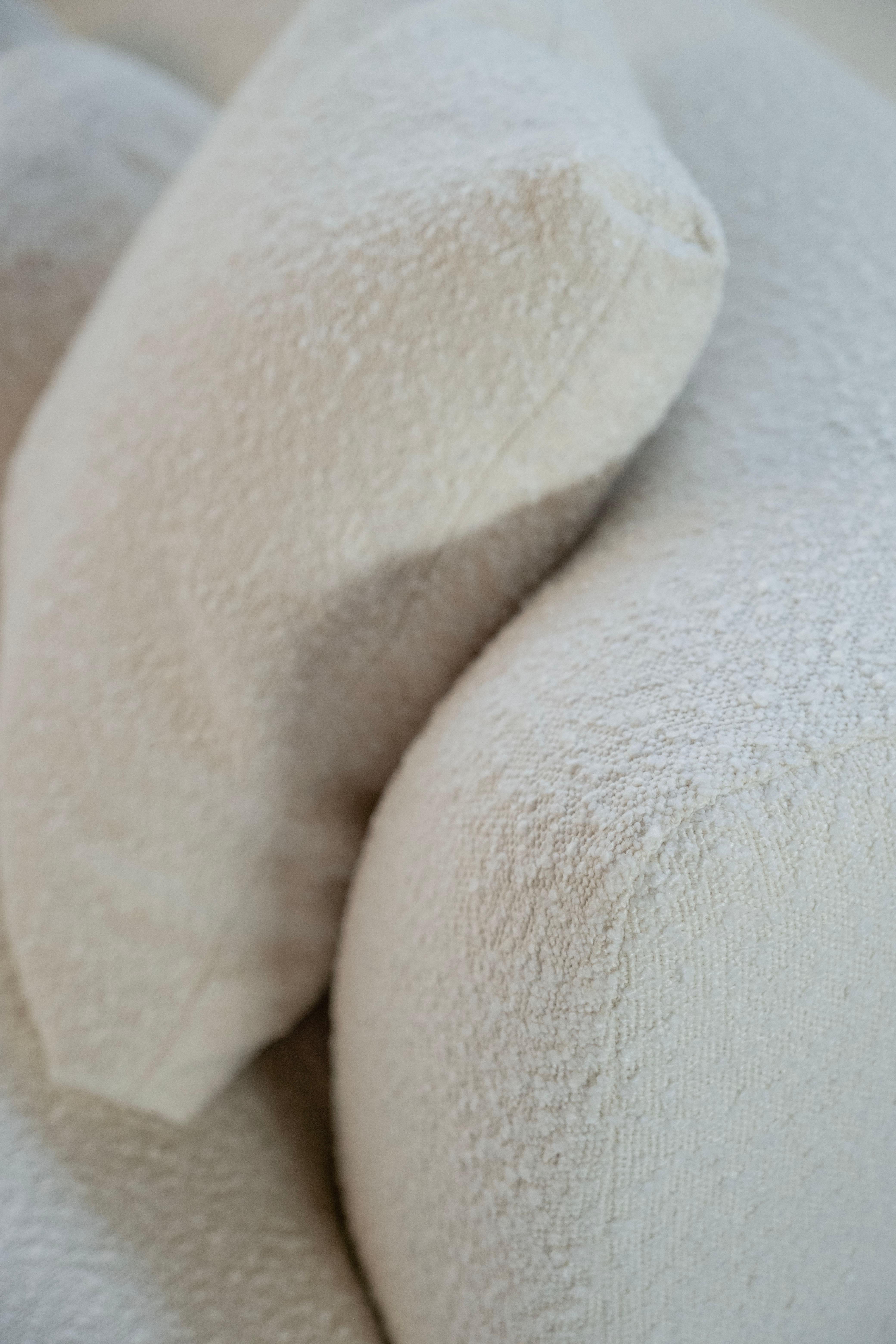 Organic Modern Twins Curved Sofa, White Bouclé, Handmade Portugal by Greenapple For Sale 5
