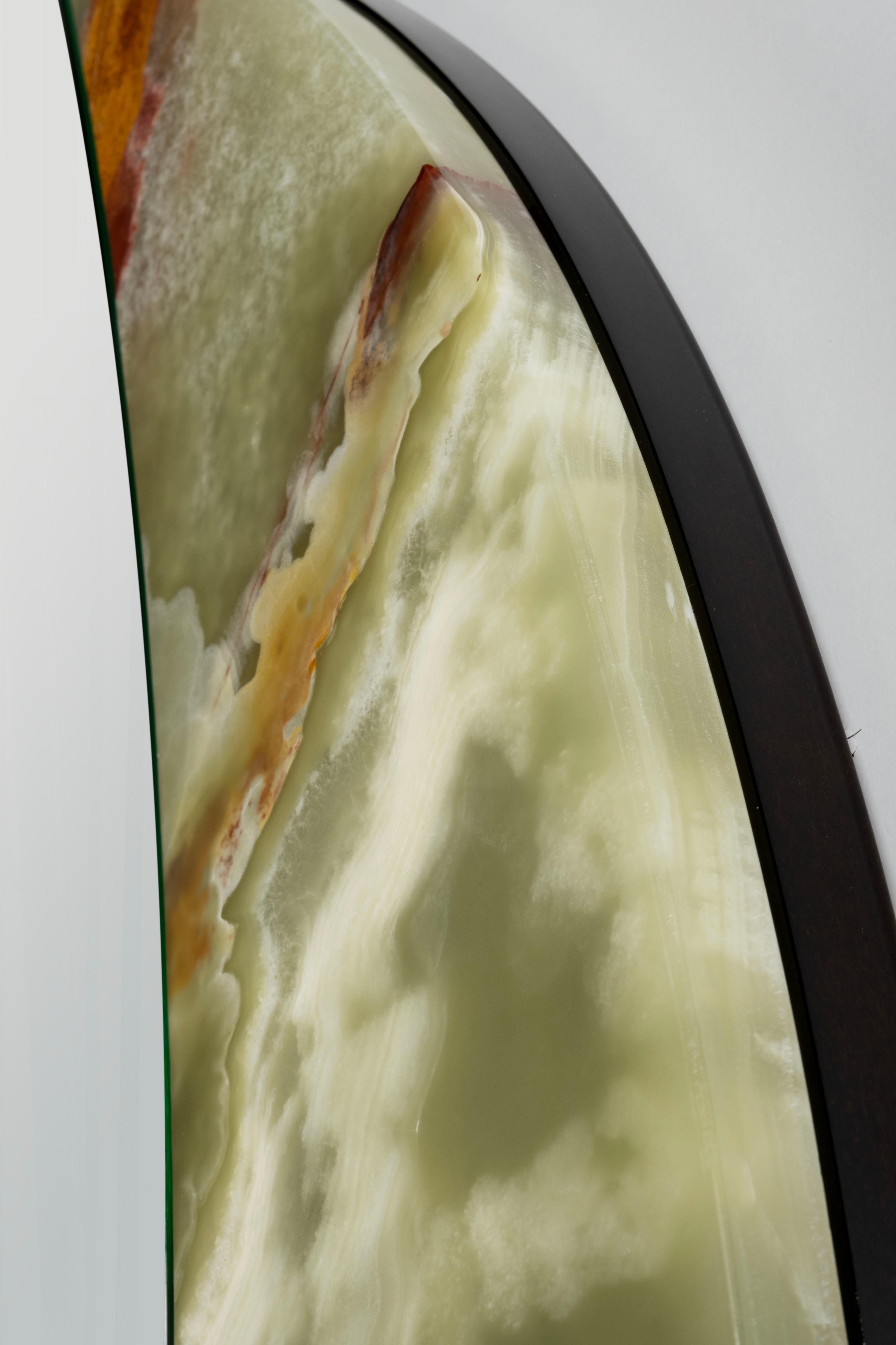 Poli Miroir mural Baila Green Onyx fabriqué à la main au Portugal par Greenapple en vente