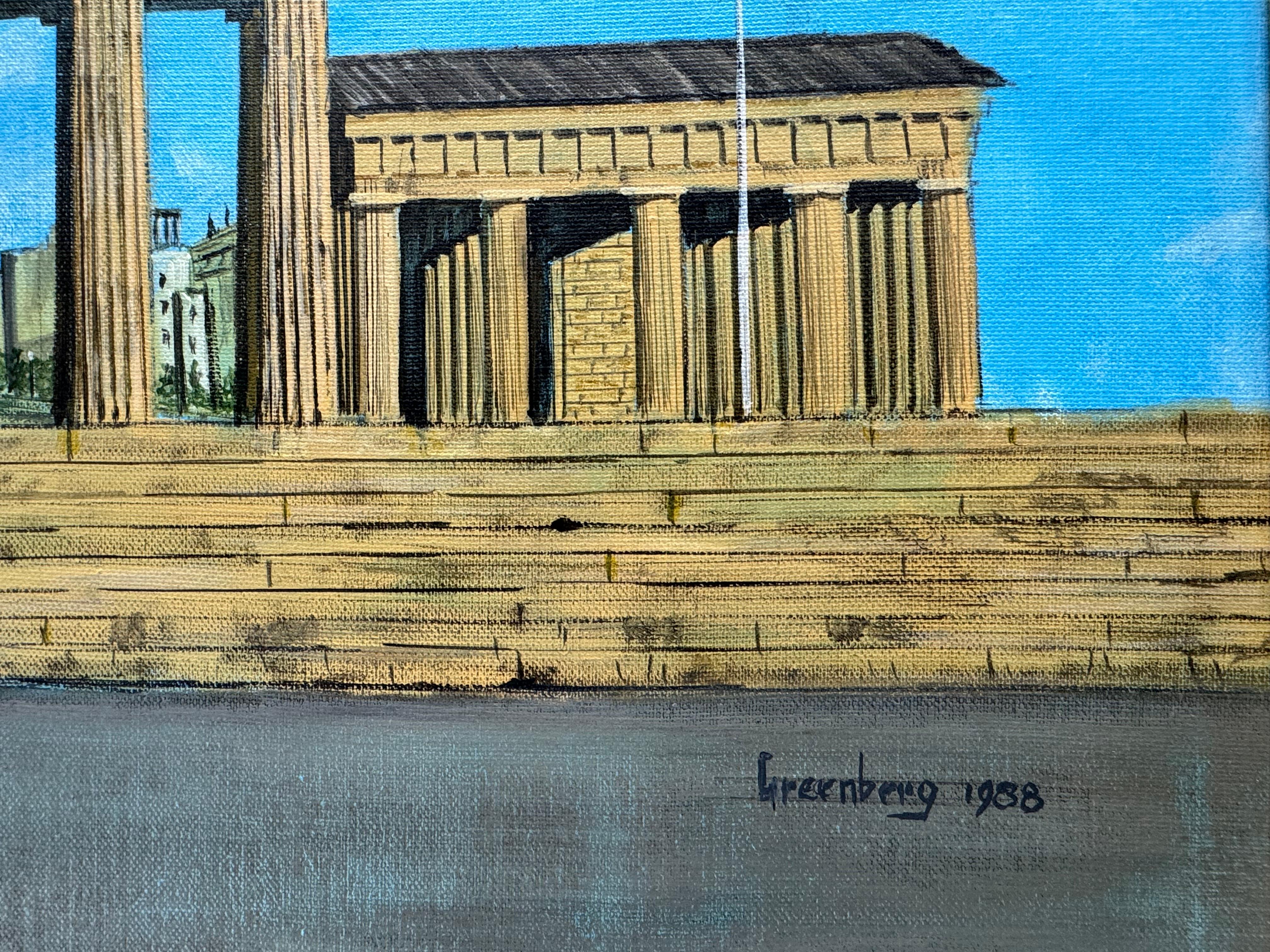 Pair of Berlin & Vienna Landmarks Oil Paintings, 1988 For Sale 1