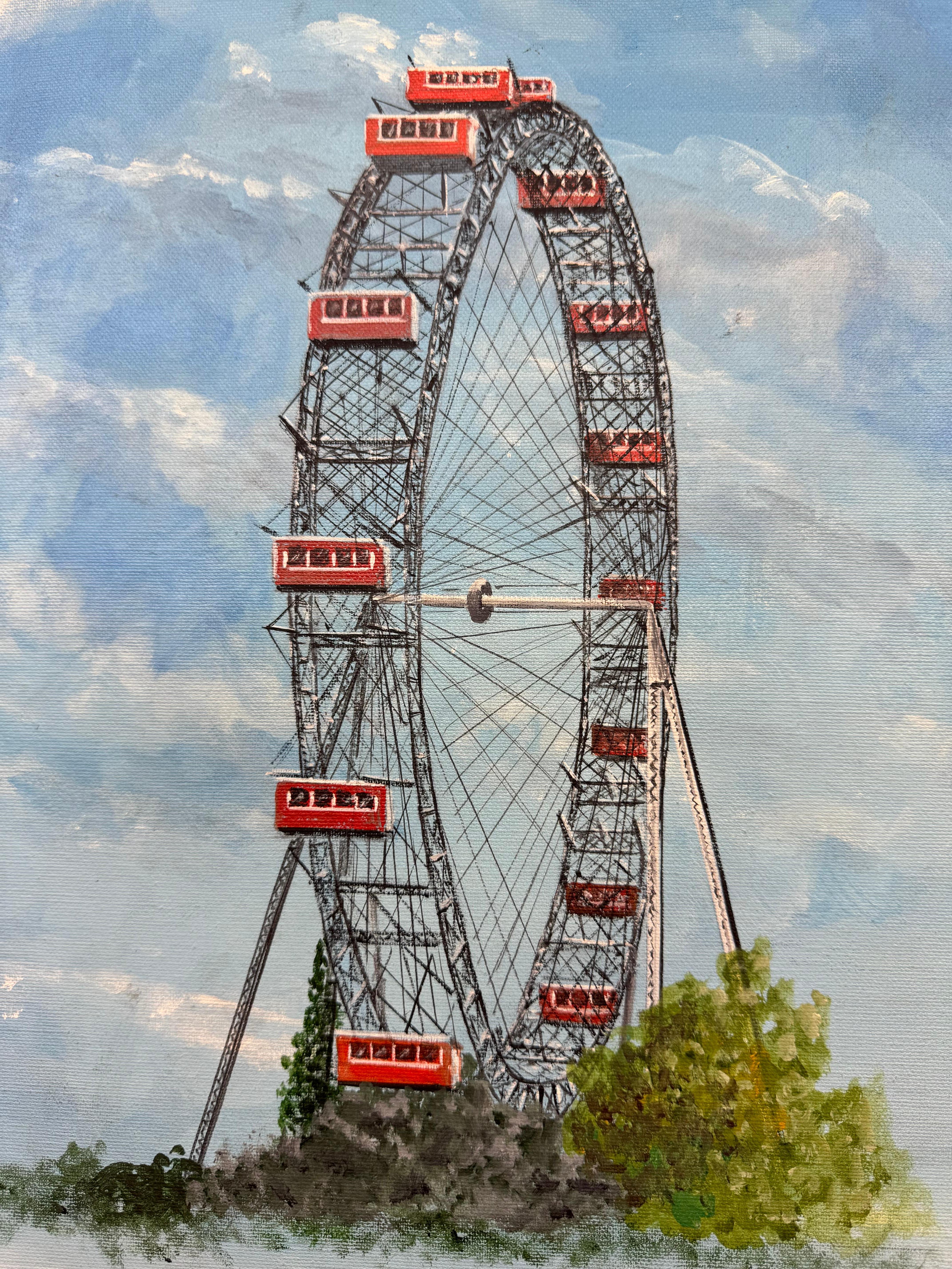Pair of Berlin & Vienna Landmarks Oil Paintings, 1988 For Sale 4