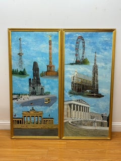 Pair of Berlin & Vienna Landmarks Oil Paintings, 1988