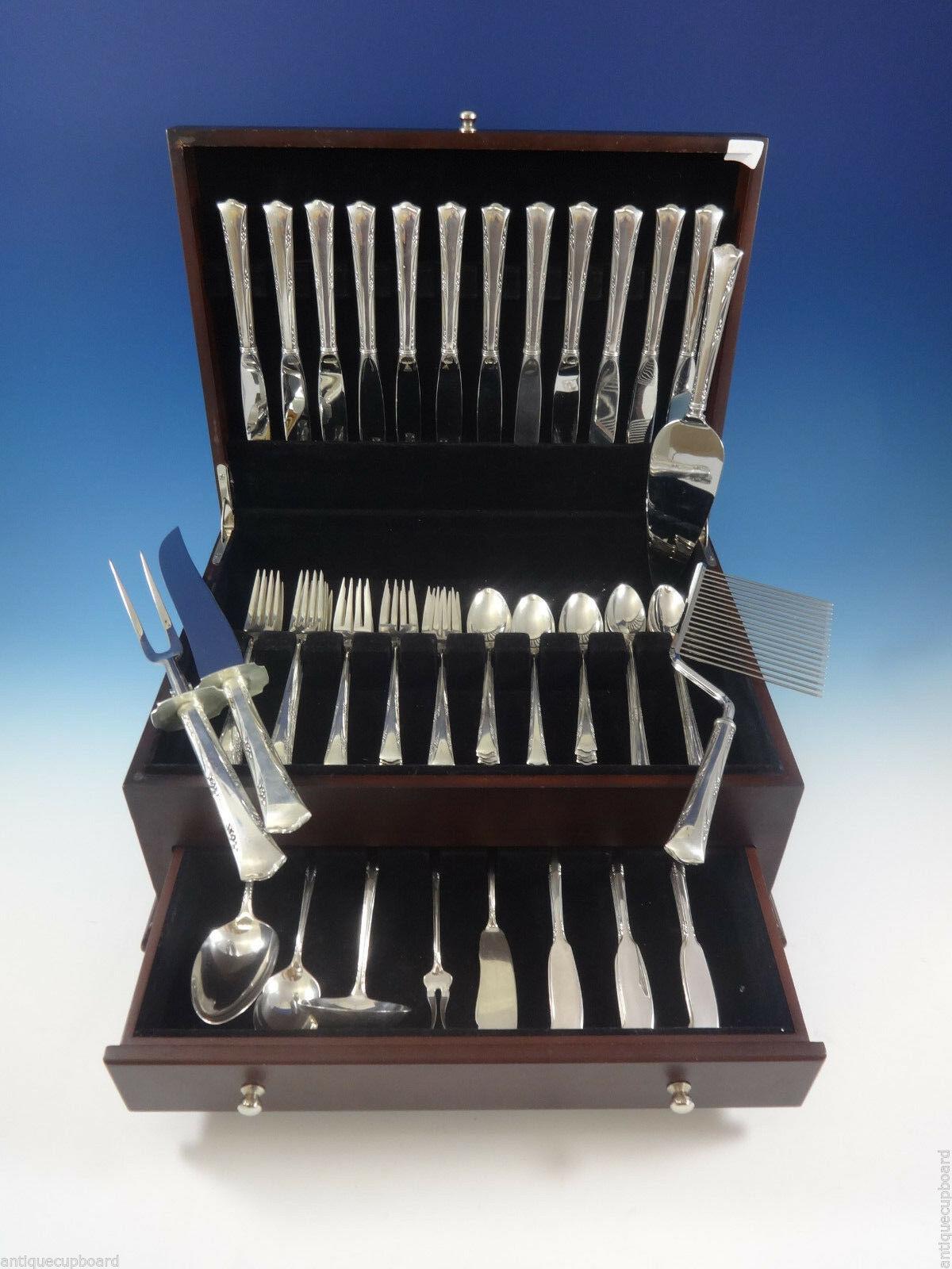 Greenbrier by Gorham sterling silver flatware set, 81 pieces. This set includes:

12 knives, 8 7/8