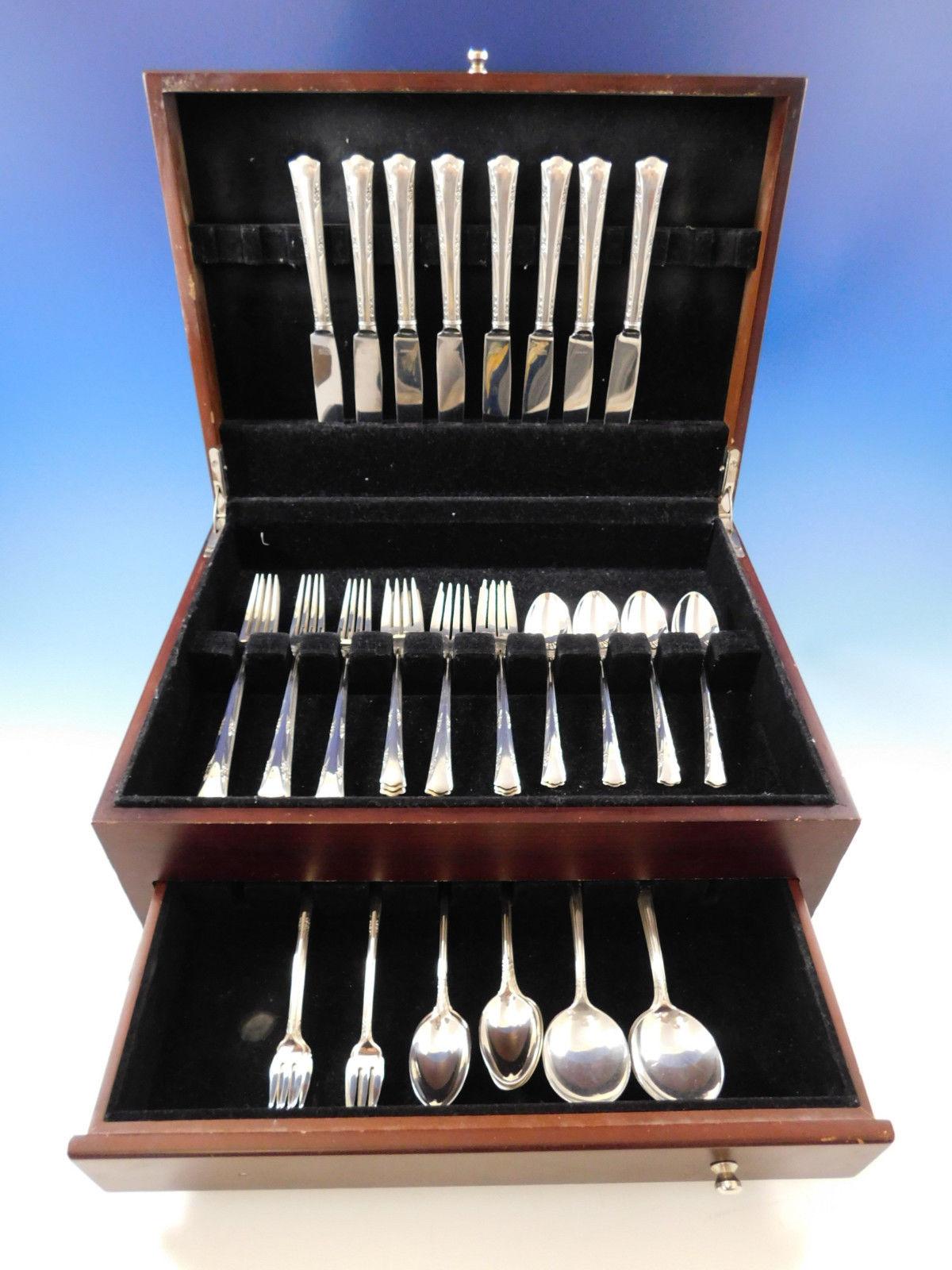 Heirloom quality Greenbrier by Gorham sterling silver flatware set - 56 pieces. This set includes:

8 knives, 8 7/8