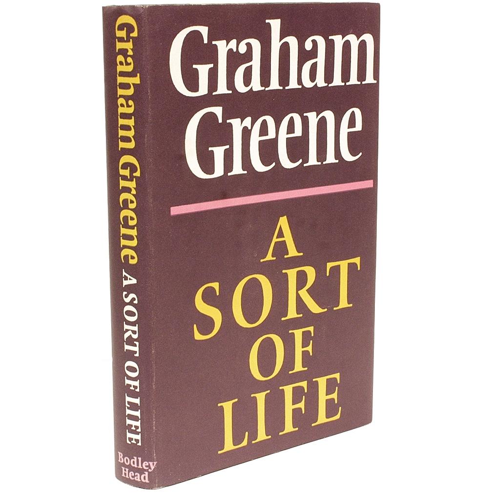 Author: Greene, Graham. 

Title: A Sort of Life.

Publisher: London: The Bodley Head, 1971.

Description: first edition presentation copy. 1 vol., inscribed on the front blank endleaf 